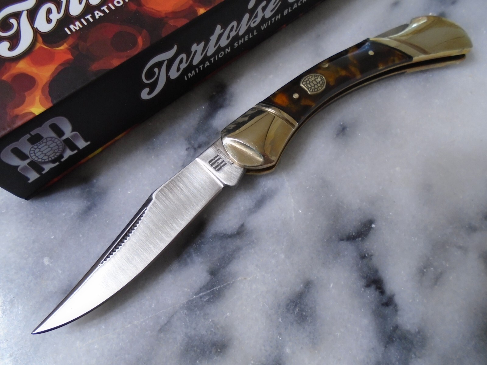 Rough Ryder Immitation Tortoise Lockback Pocket Knife 440 Folder RR2444 6.25" OA