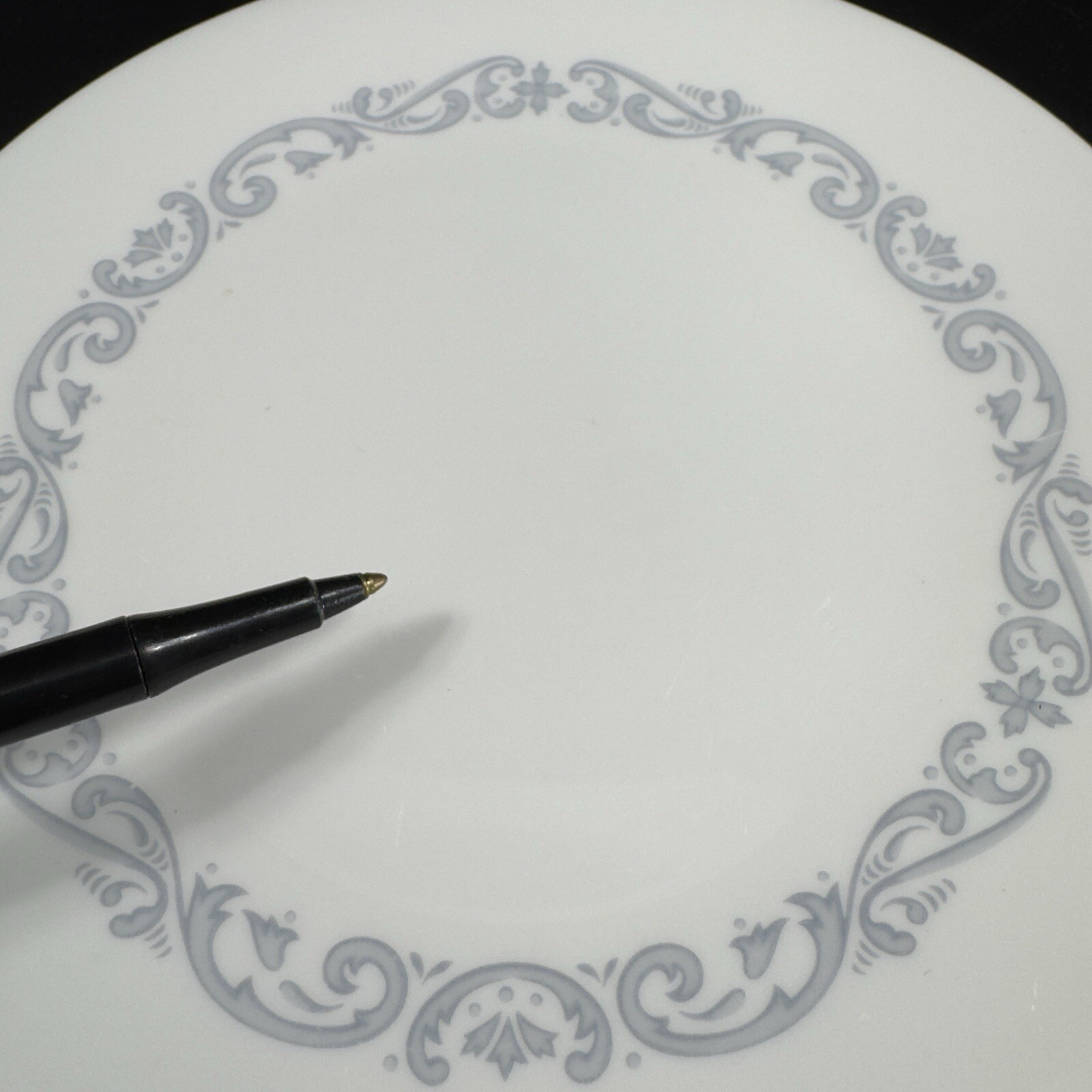 Minton Silver Scroll Pattern Round Porcelain Dish Plate Set 6 Made In England