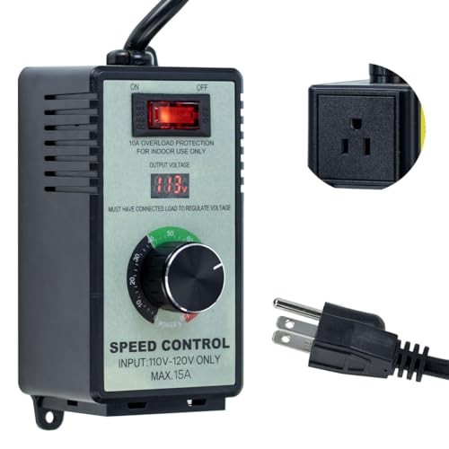 AC Motor Variable Speed Controller 120V 12A, LED Voltage Display Power