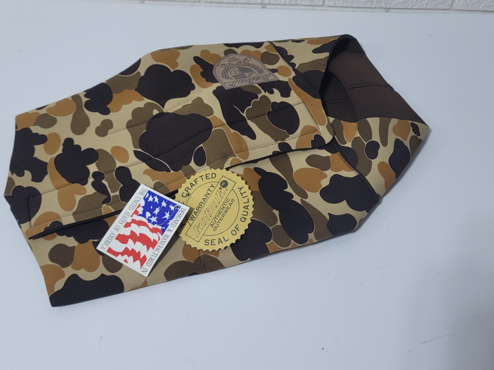 Kobuk Camo Neoprene hunting outdoor sport swimming retrieve Dog Vest XL USA MADE