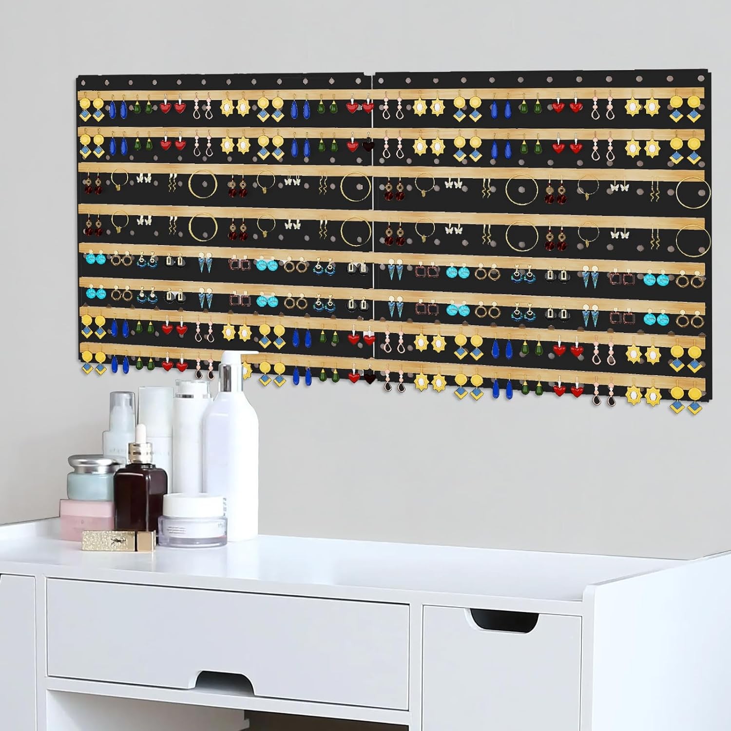 Peg Board, 4 Pack Metal Pegboard Panels Black Pegboards Wall 4PCS-Black