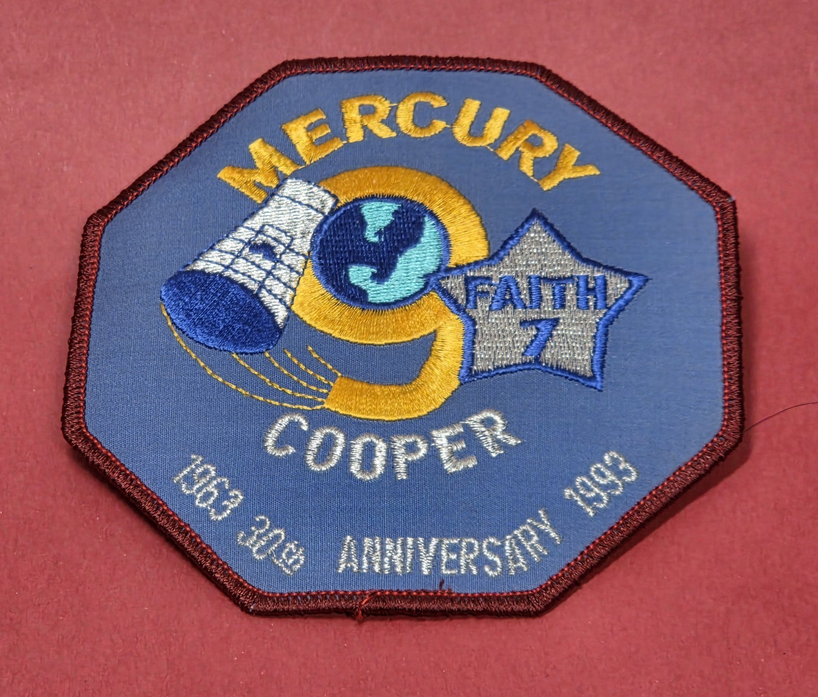 Mercury-Atlas 9 MA-9 Faith 7 30th Anniversary Patch 4½" x 4½" Cooper 1963-1993