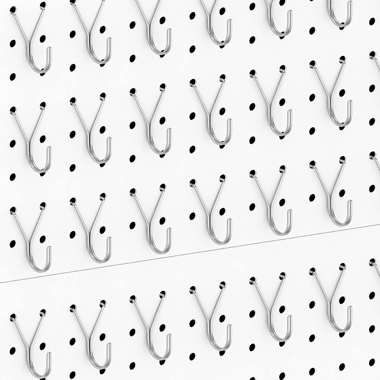 40 Pack Pegboard Hooks J-Hook – 1 Inch Silver J Hooks for Pegboard – Heavy Du...