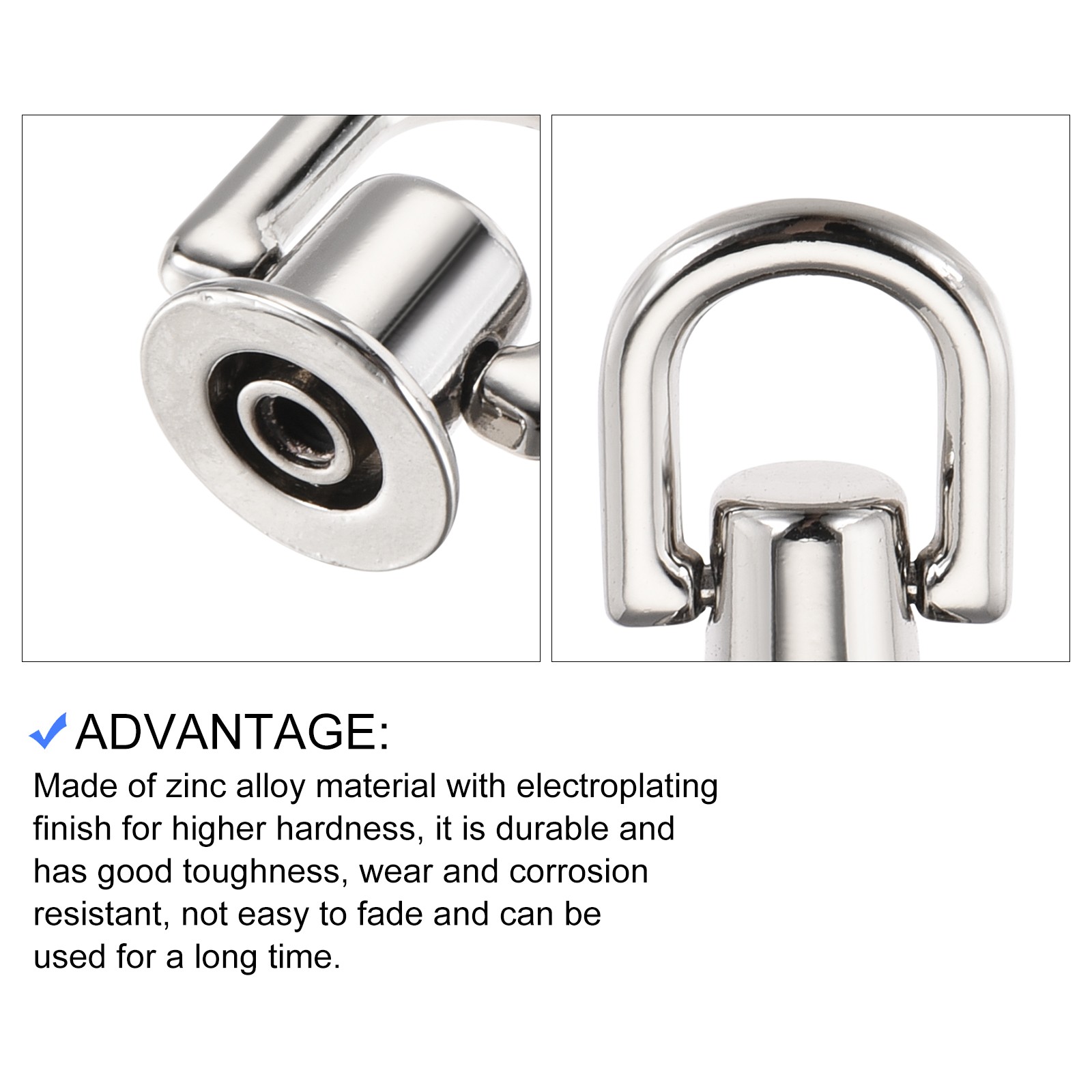 D Ring Stud Screw Ball Post Head(12mm/0.47")6Pcs, Silver Tone