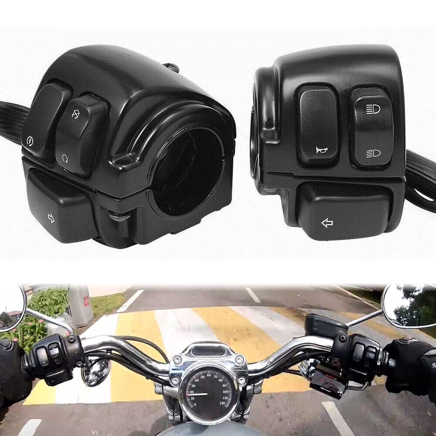 1" Handlebar Switches Control For 1996-2012 Harley Softail Dyna Sportster V-Rod