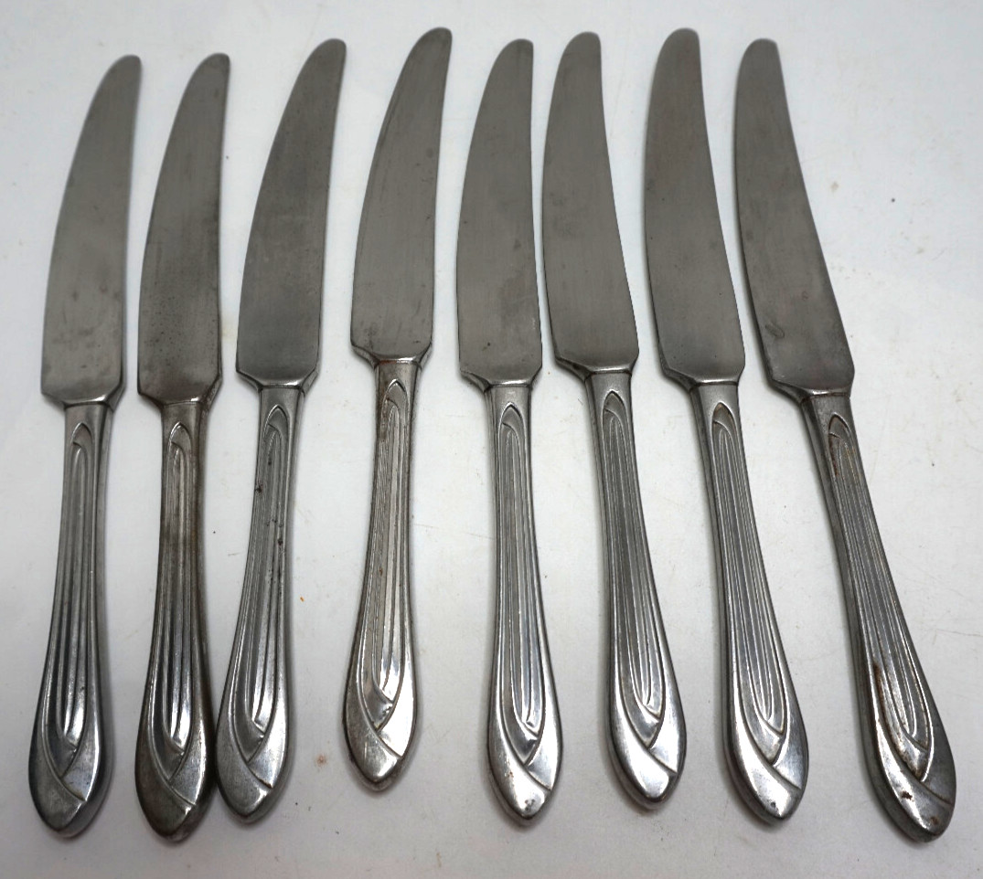 DANSK BASKETWEAVE SILVERPLATE FLATWARE SET 8 PLACE KNIVES SILVERWARE 9in JAPAN
