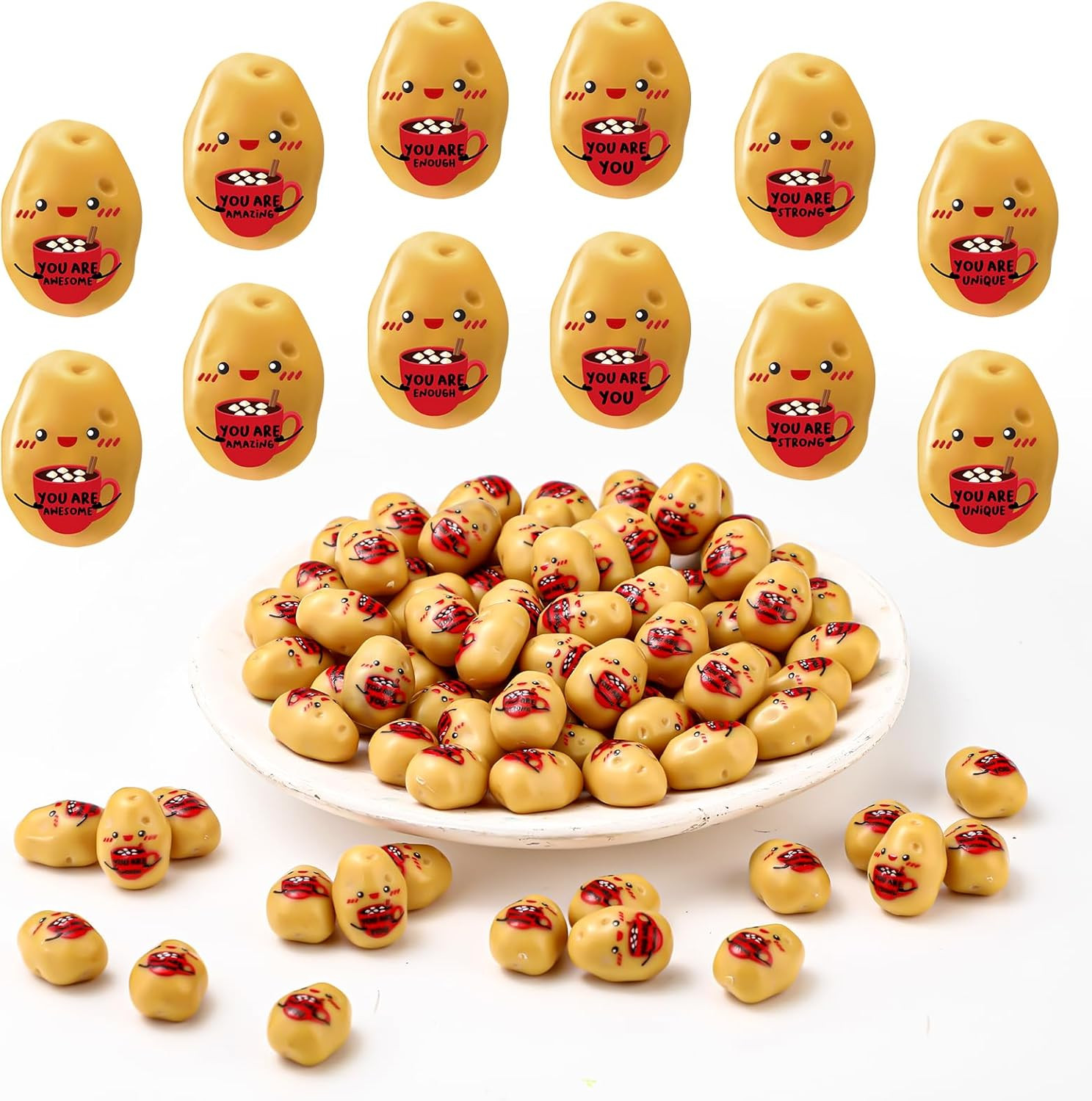 30 Pcs Inspirational Resin Potato with Hug Realistic Affirmative Potatoes Tiny P