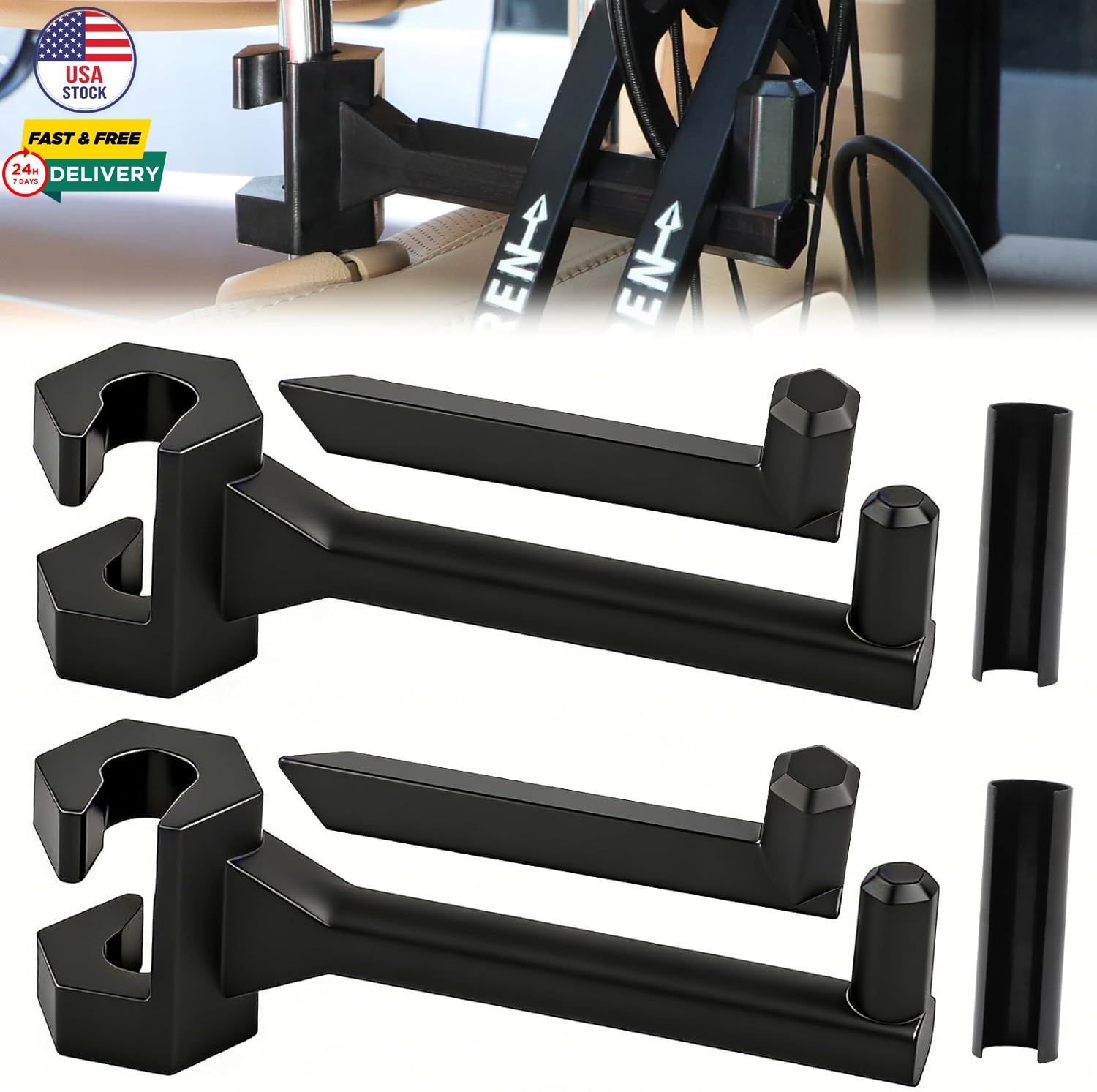 2 Set Bow Hanger for Truck Archery Hunting Shooting Bracket Headrest Mount Hold