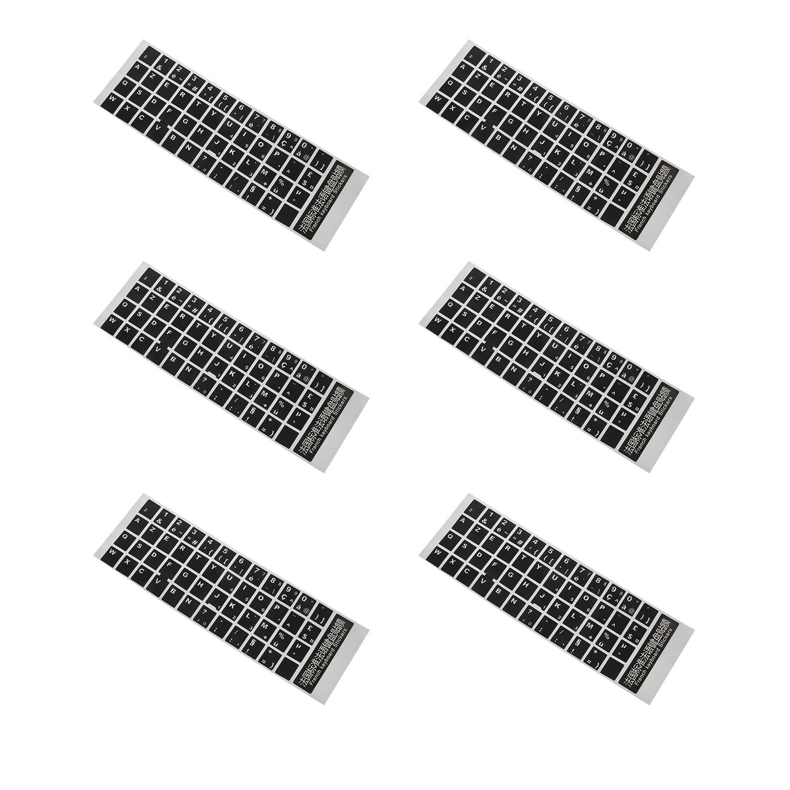 6X White Letters French Azerty Keyboard Sticker Cover Schwa1887