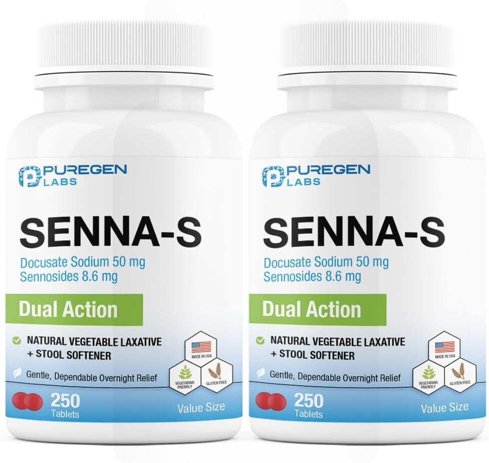 Puregen Senna-S Natural Vegetable Laxative & Docusate Sodium Dual Act 250Tab 2Pk