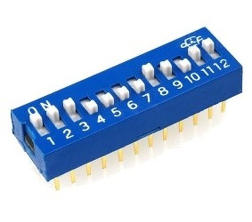 DIP Switch 12 poles, 24 pins, ON-OFF; 0.05A/12VDC, THT