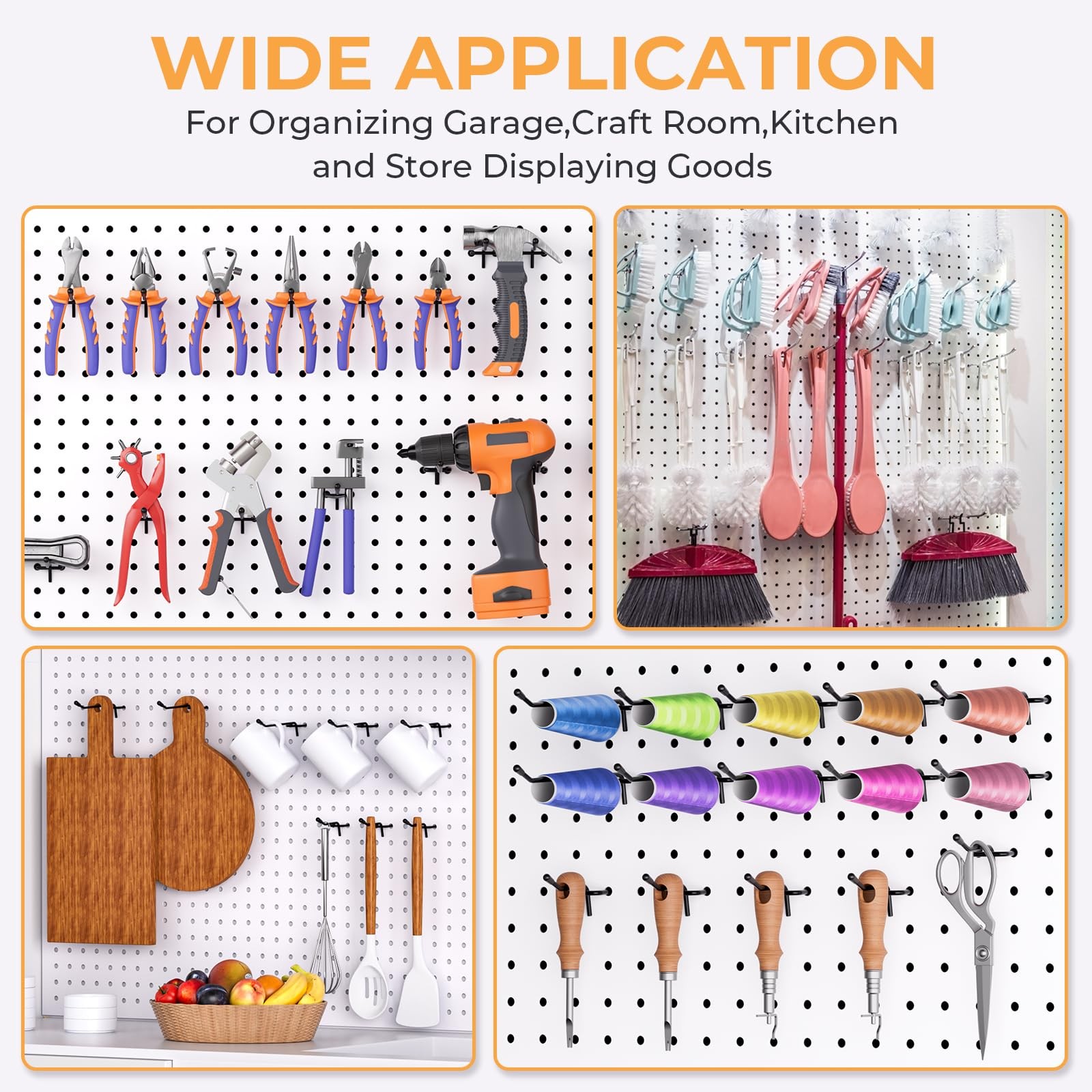 50 Pack Black Pegboard Hooks, 2 Inch Metal Peg Board Hooks Accessories, Peg B...