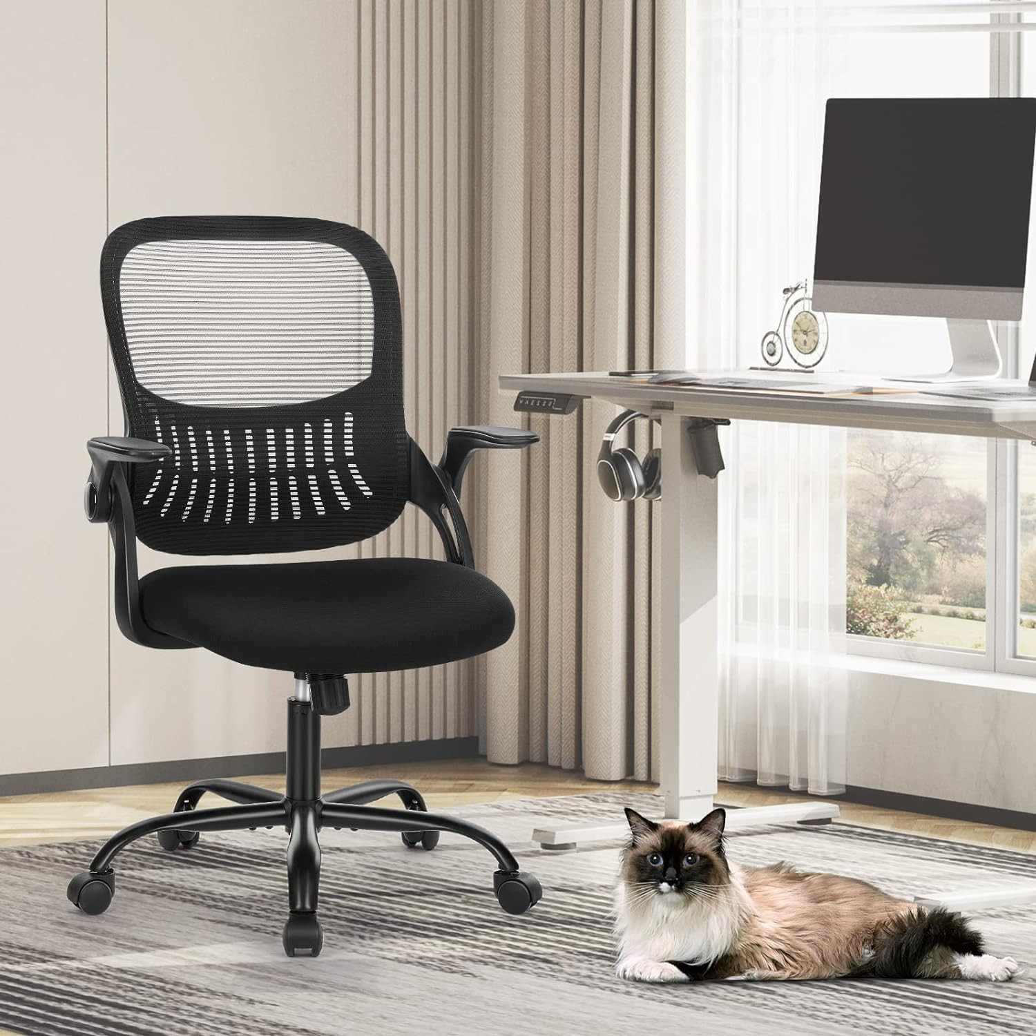 Office Computer Desk Chair, Ergonomic Mid-Back Mesh Rolling Work Swivel Task Cha