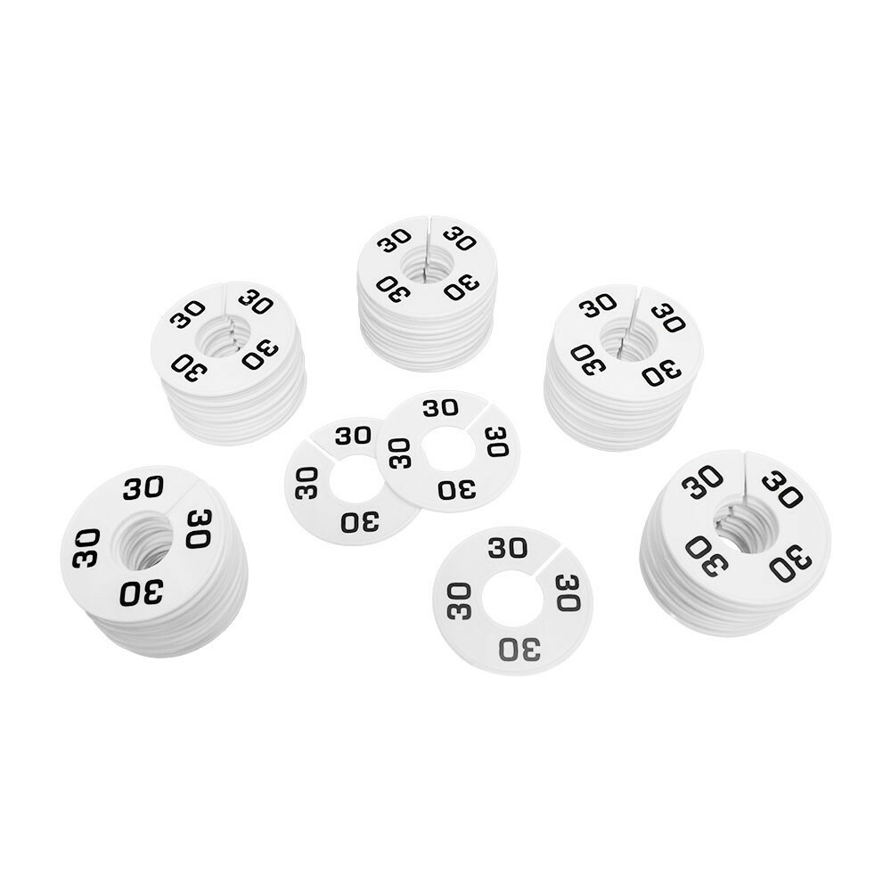 10 PC 3-1/2" Clothing Rack Size 30 Dividers Hangers White Plastic Round