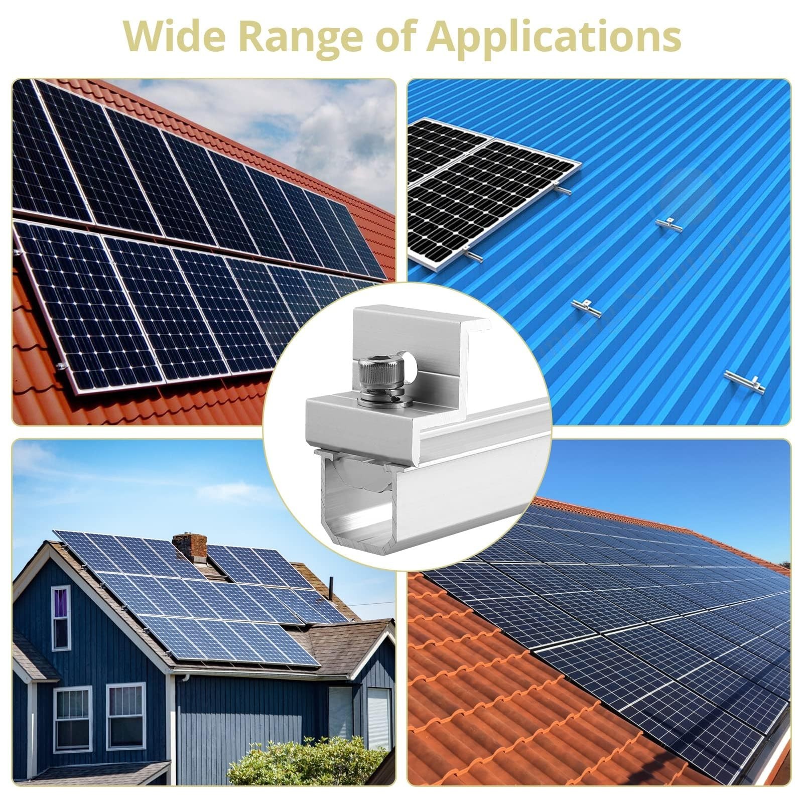 Anbte Solar Panel Bracket Kit, 6 Pcs 7.87 in Aluminium Solar Panel Mounting R...