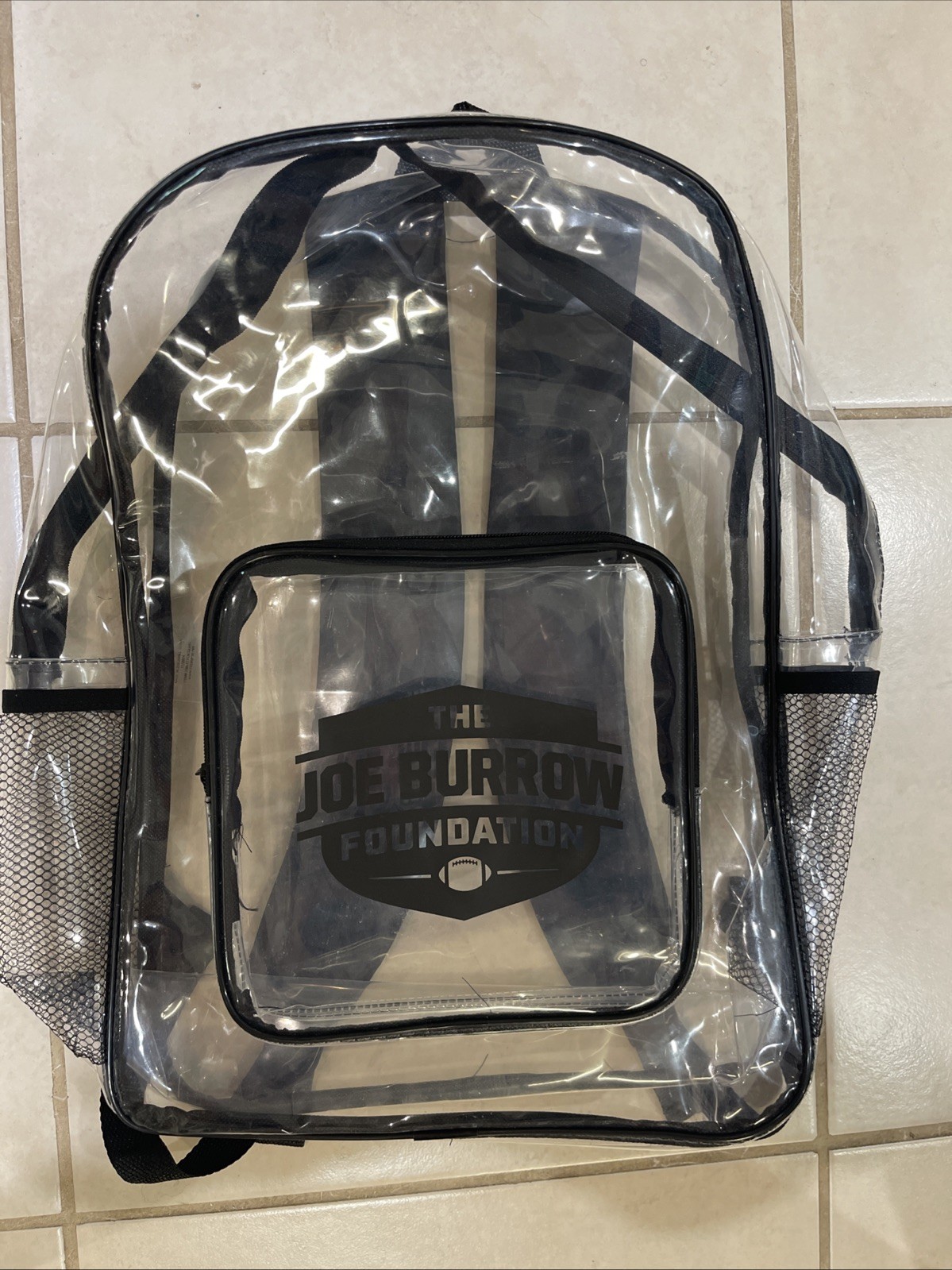 The Joe Burrow Foundation Clear Stadium Backpack with Water Bottle Holders NEW