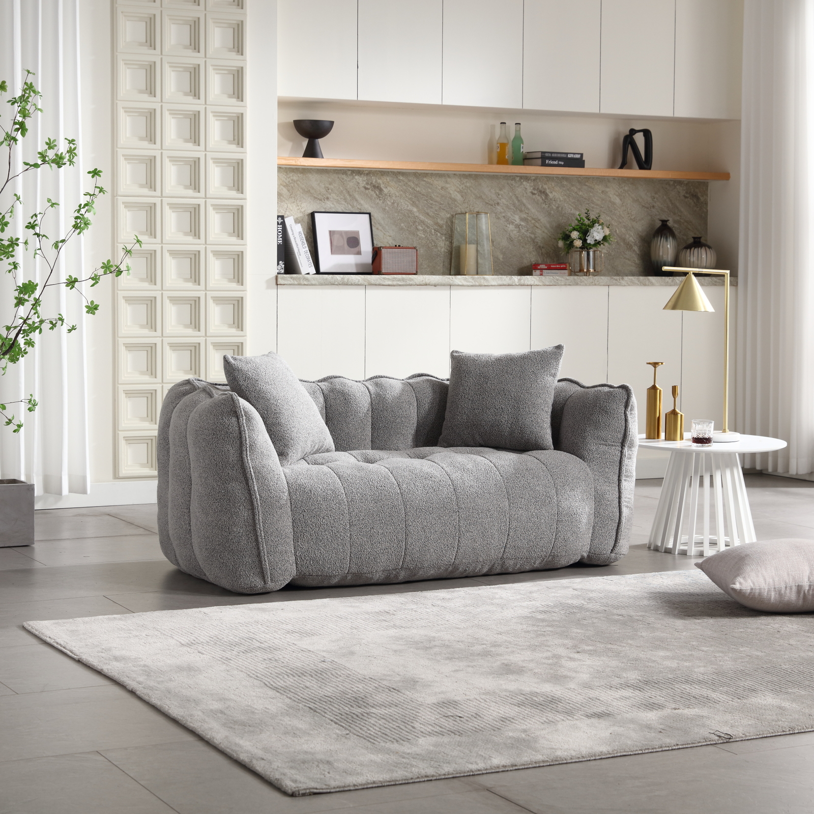 Bean Bag Chairs Lazy Sofa Chair with high resilience foam core for 2 people Grey