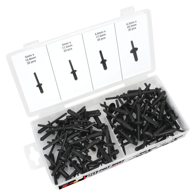 Performance Tool W5250 80Pc Poly Rivet Assortment - Polyoxymethylene(POM) rivets