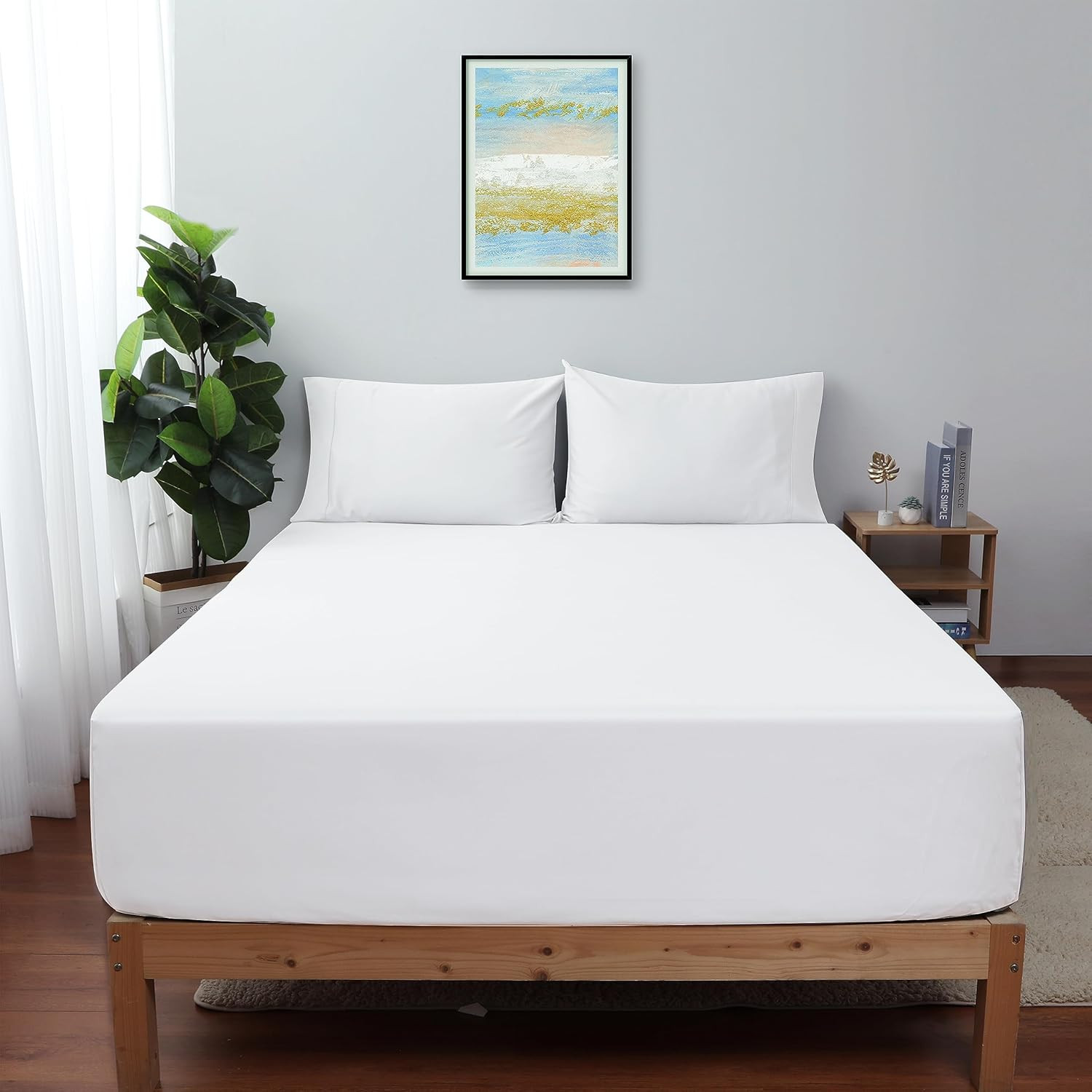 King Size Fitted Sheet Only White, 100% Egyptian Cotton 600 Thread Count, 16" De