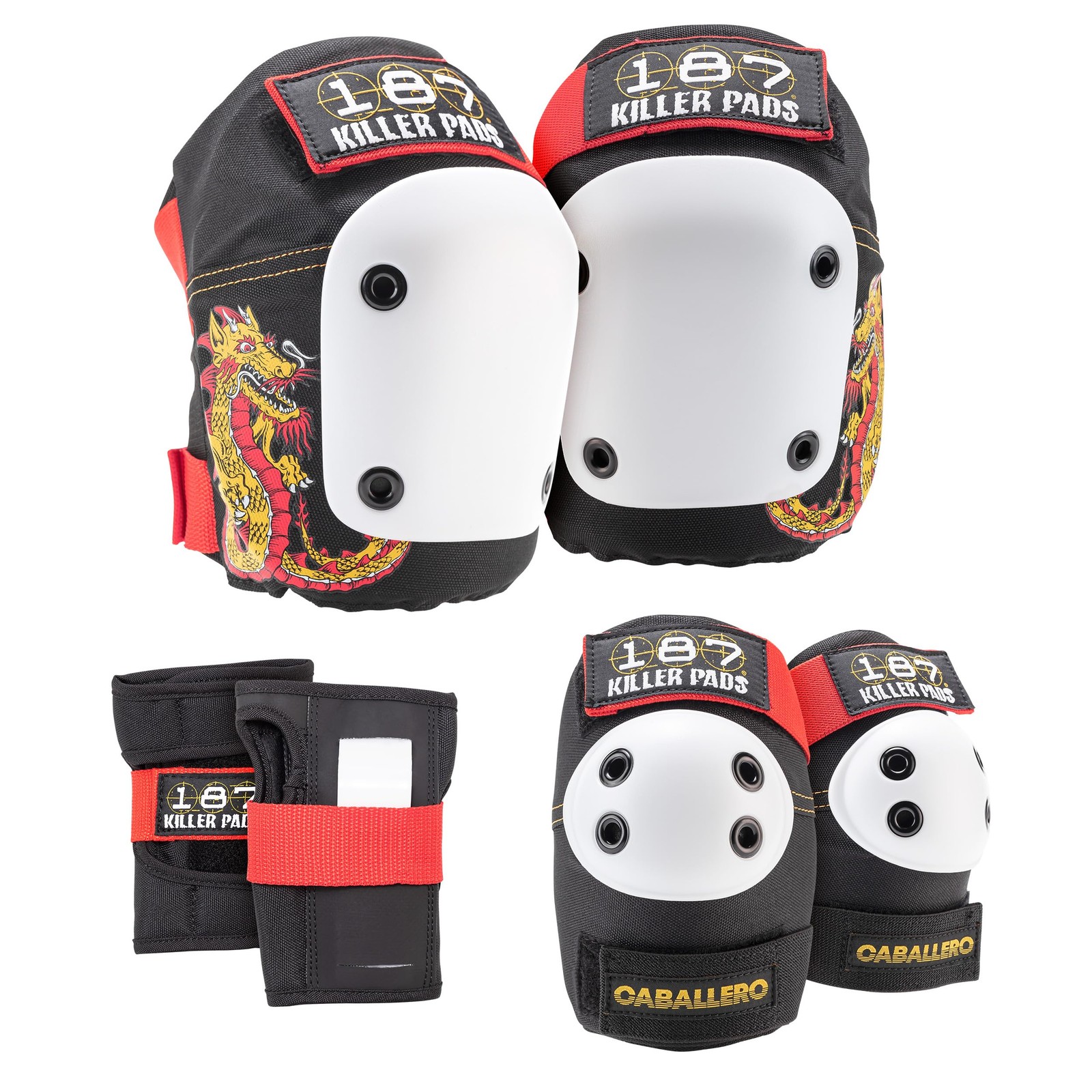 187 Killer Pads Six Pack Pad Set - Cab Dragon Elbow, Knee, Wrist Protective Gear