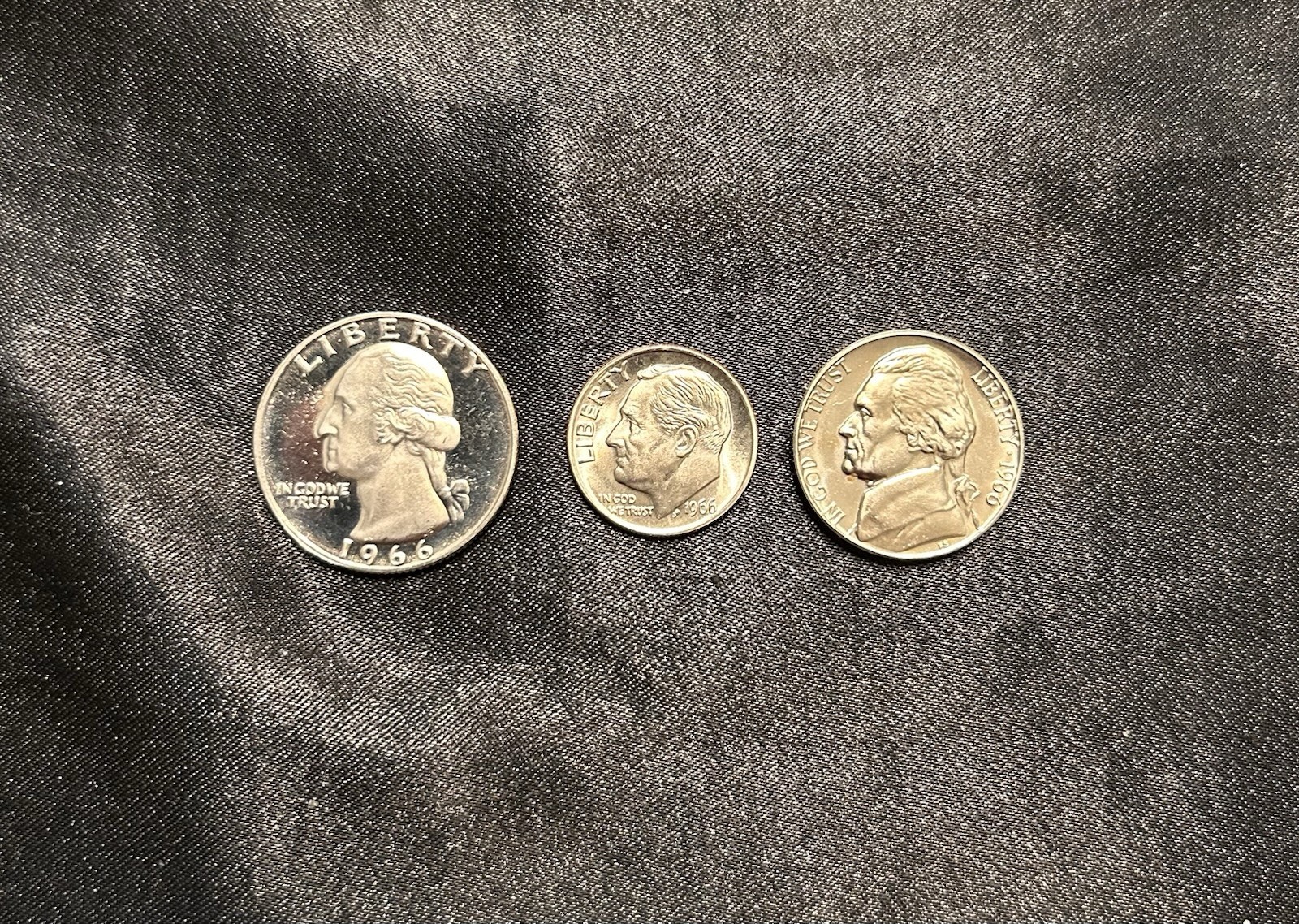 1966 Special Mint Set WITH RARE CAMEO QUARTER ~ Partial Set ~ 25C, 10C, 5C