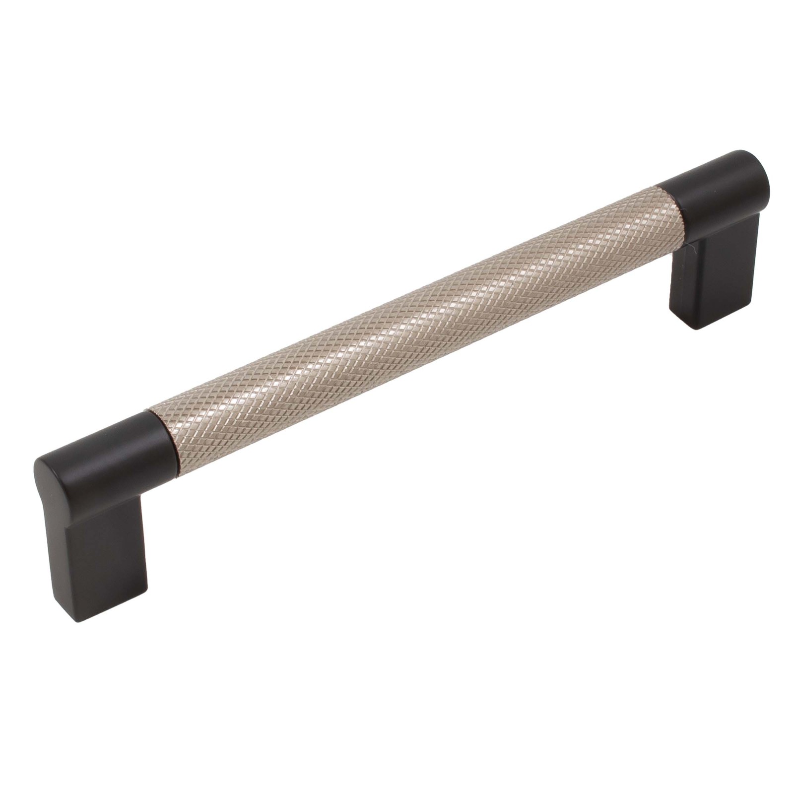 Urban Cabinet Pull, 128 Millimeters, Satin Nickel with Matte Black Ends by Stone