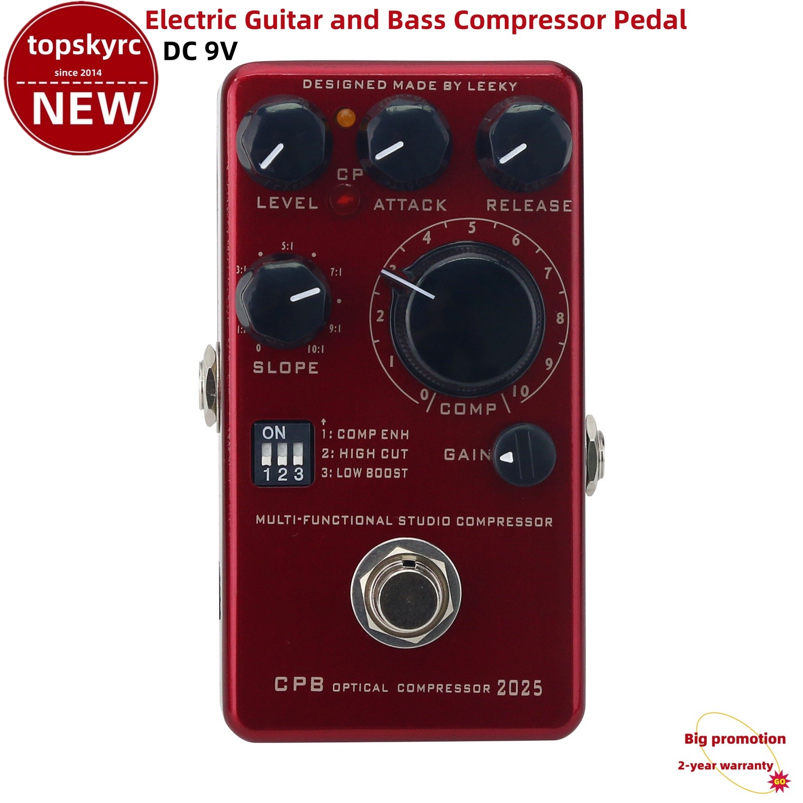 2025 Wine Red Electric Guitar and Bass Compressor Pedal CPB Optical Compressor
