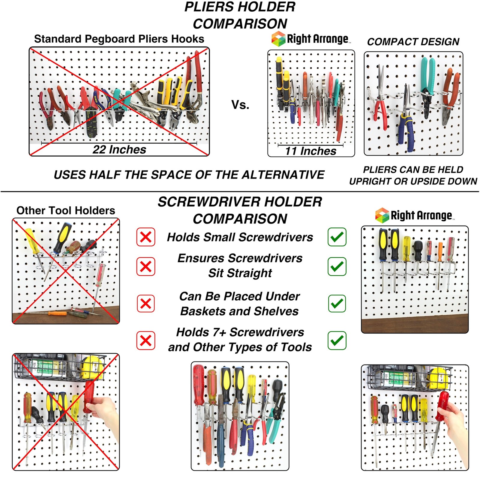 Peg Board Hooks for Hanging Tools with Bins and Baskets – Tool Organizatio