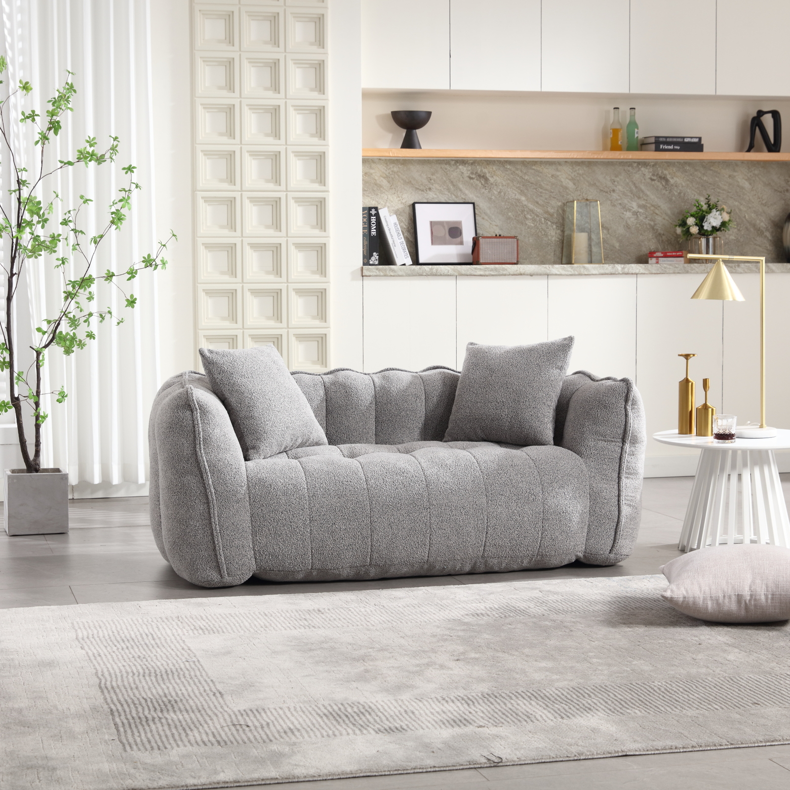 Bean Bag Sofa with high resilience foam core Bean Bag Chair for 2 people Grey