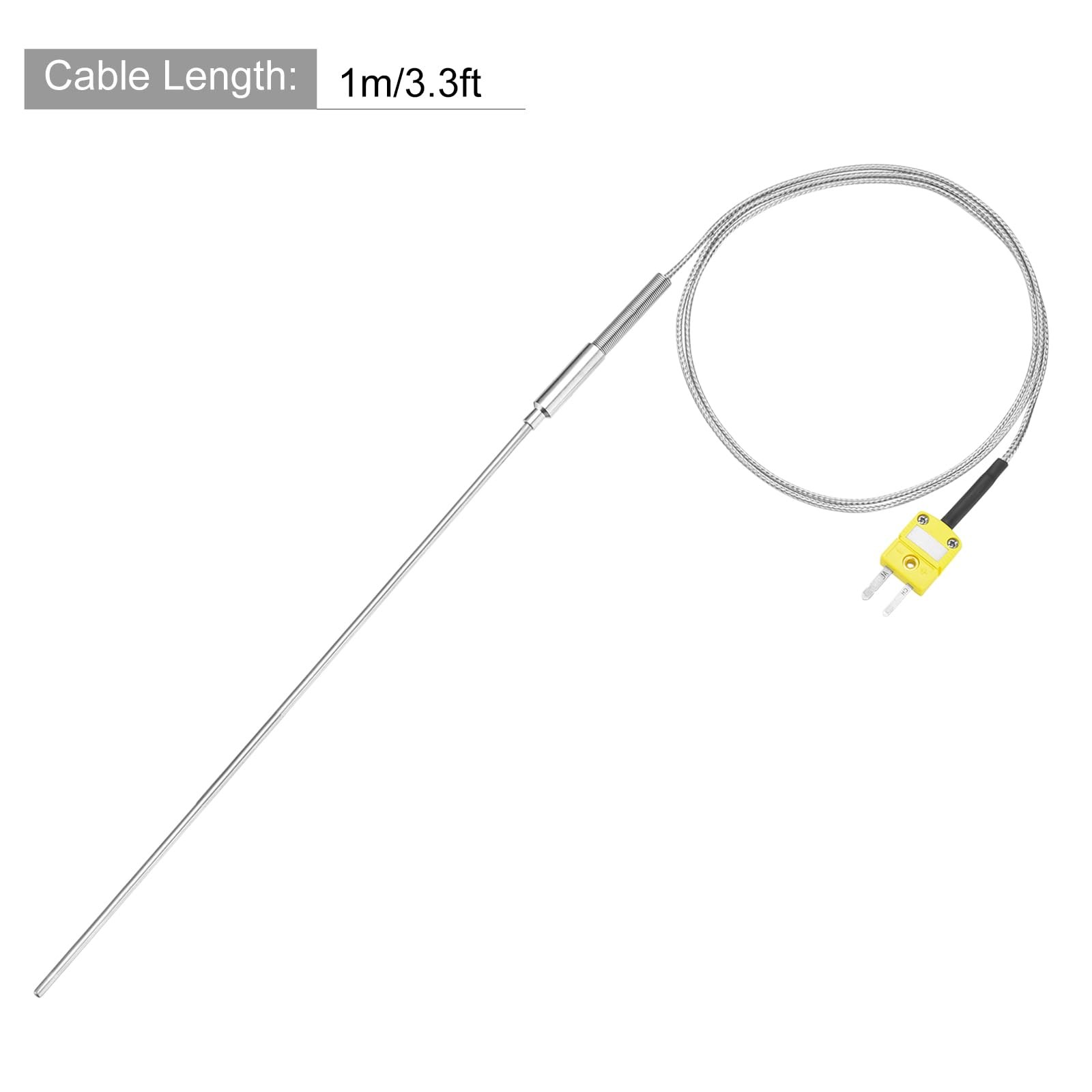 MECCANIXITY K Type Thermocouple with Plug, Meter Temperature Sensor Probe -50...