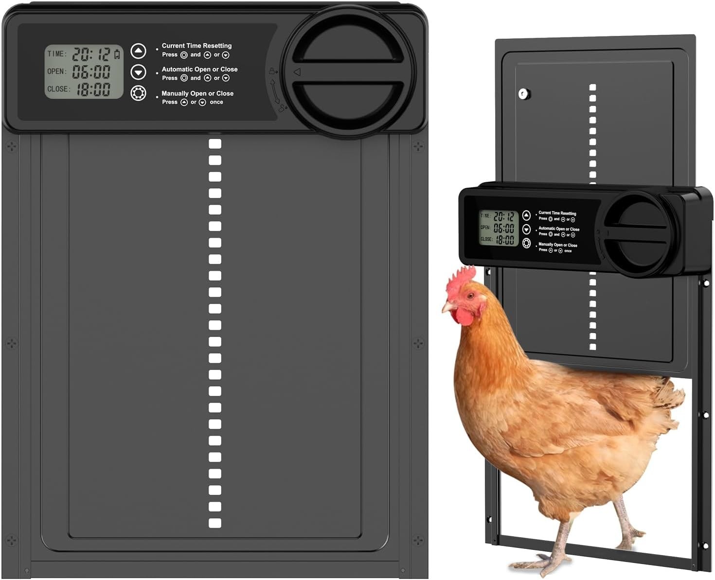 Automatic Chicken Coop Door Battery Powered With LCD Timer Anti Pinch Sensor