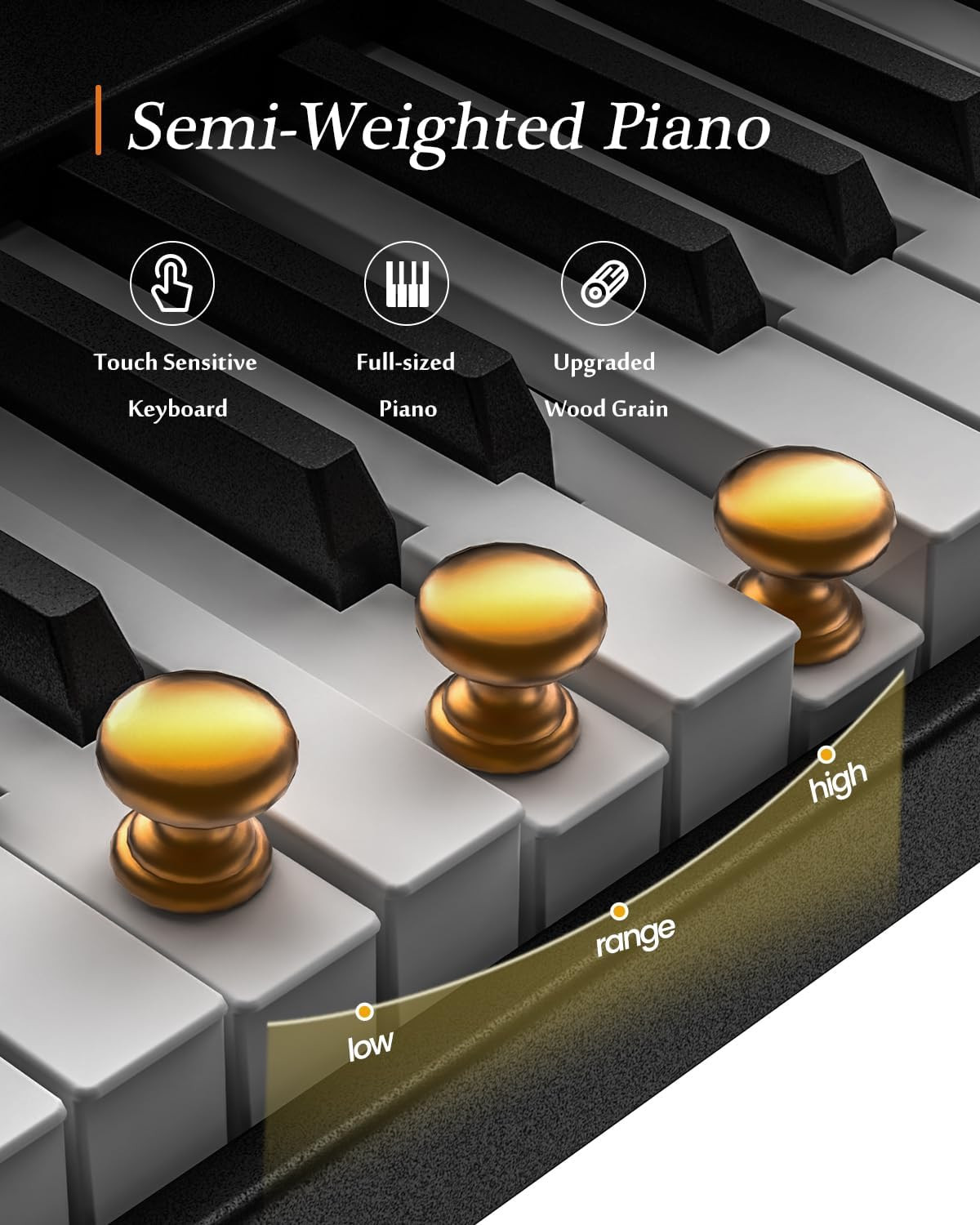 88 Key Folding Digital Piano Semi Weighted Portable w/ MIDI Bluetooth