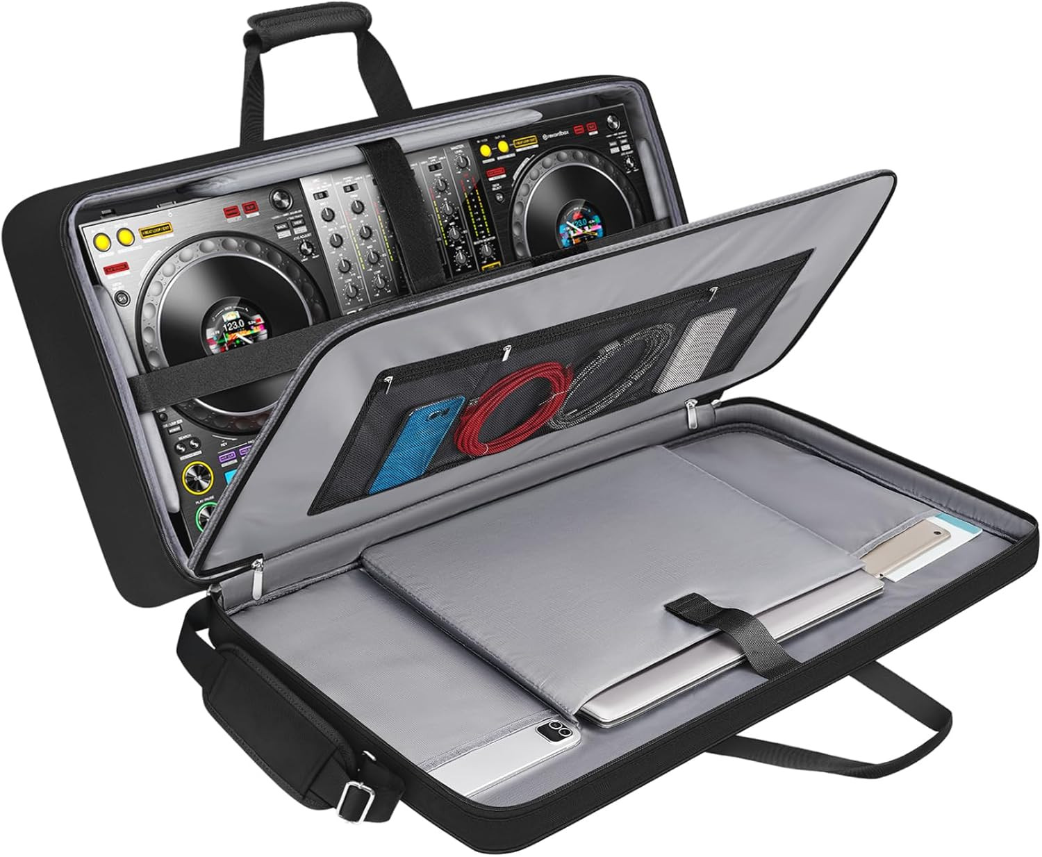 DJ Controller Case for DDJ-FLX10/ DDJ-GRV6/ REV5/ REV7/ FLX6/ 1000, Padded Large