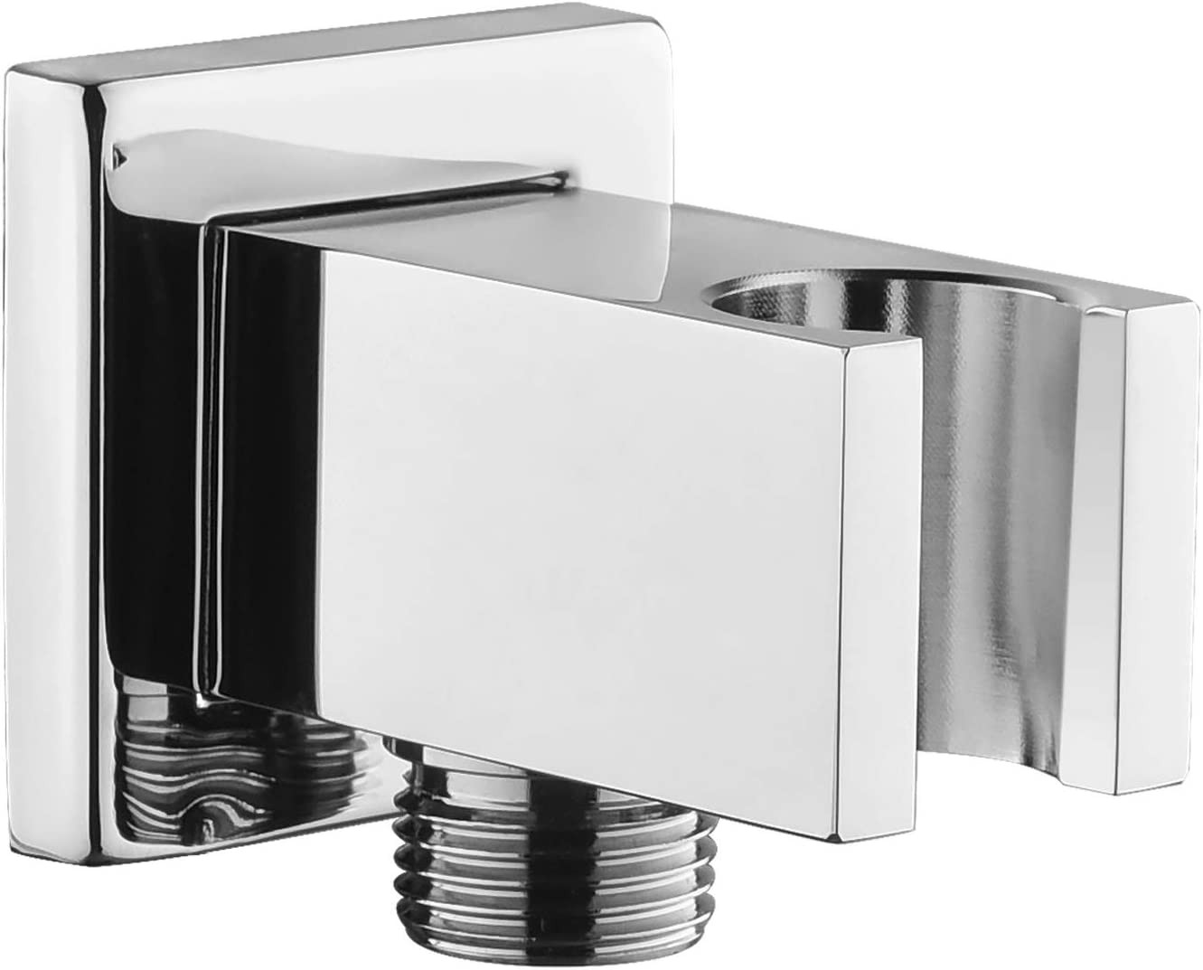 Chrome Wall Supply Elbow with Hand Shower Holder,  Brass Square 1/2″Shower Hose