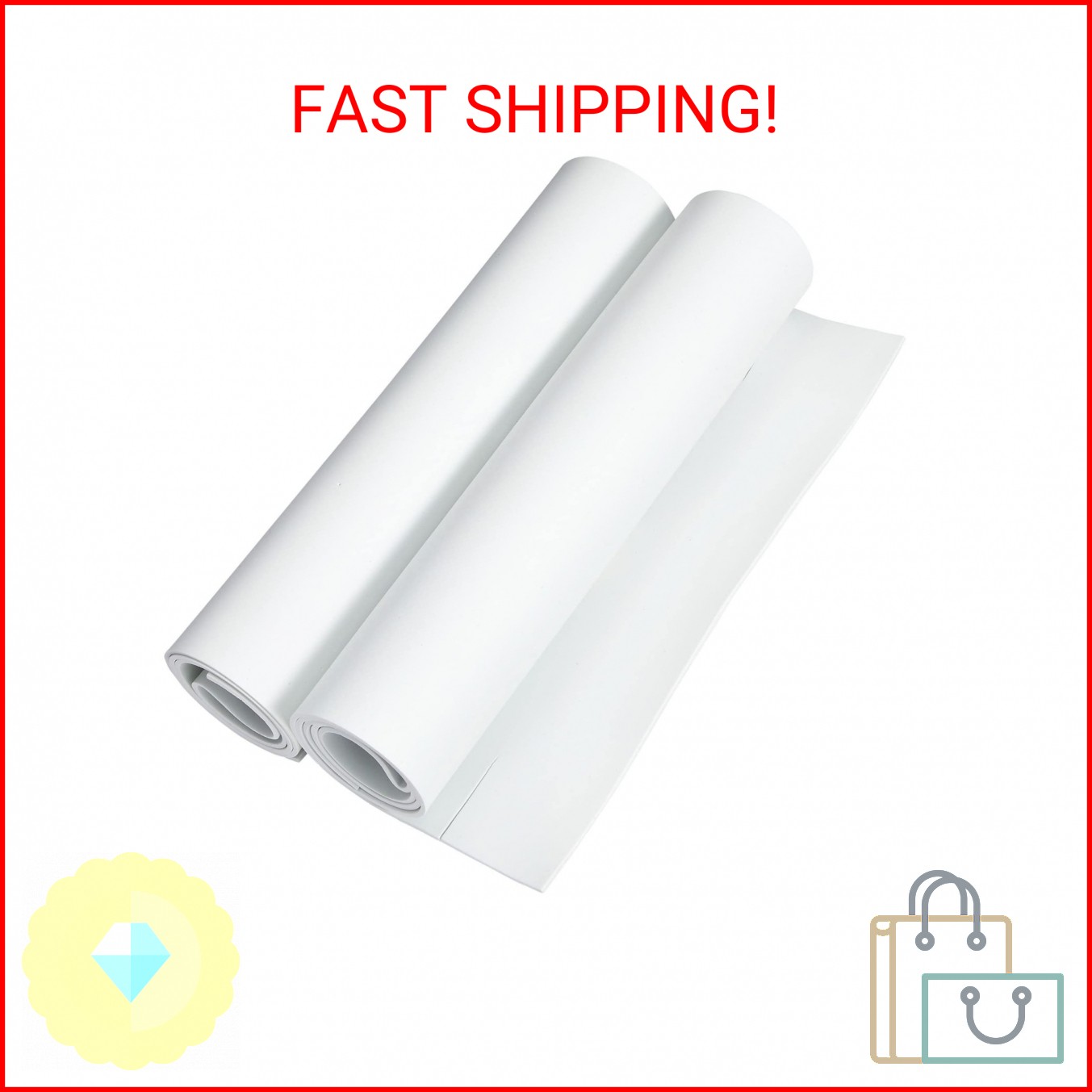 Bright Creations EVA Foam Rolls for Crafts & Cosplay - 2-Pack, 3mm Thick White,