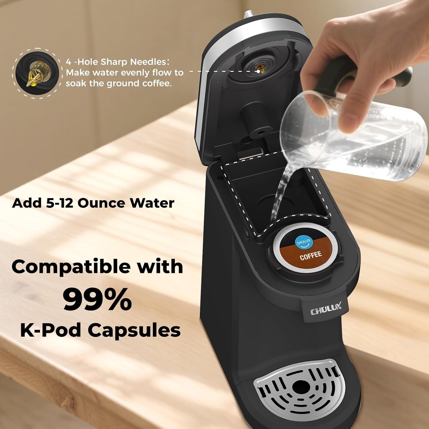 Single Serve Coffee Maker for K Capsule, Mini Single One Cup Coffee Machine, ...