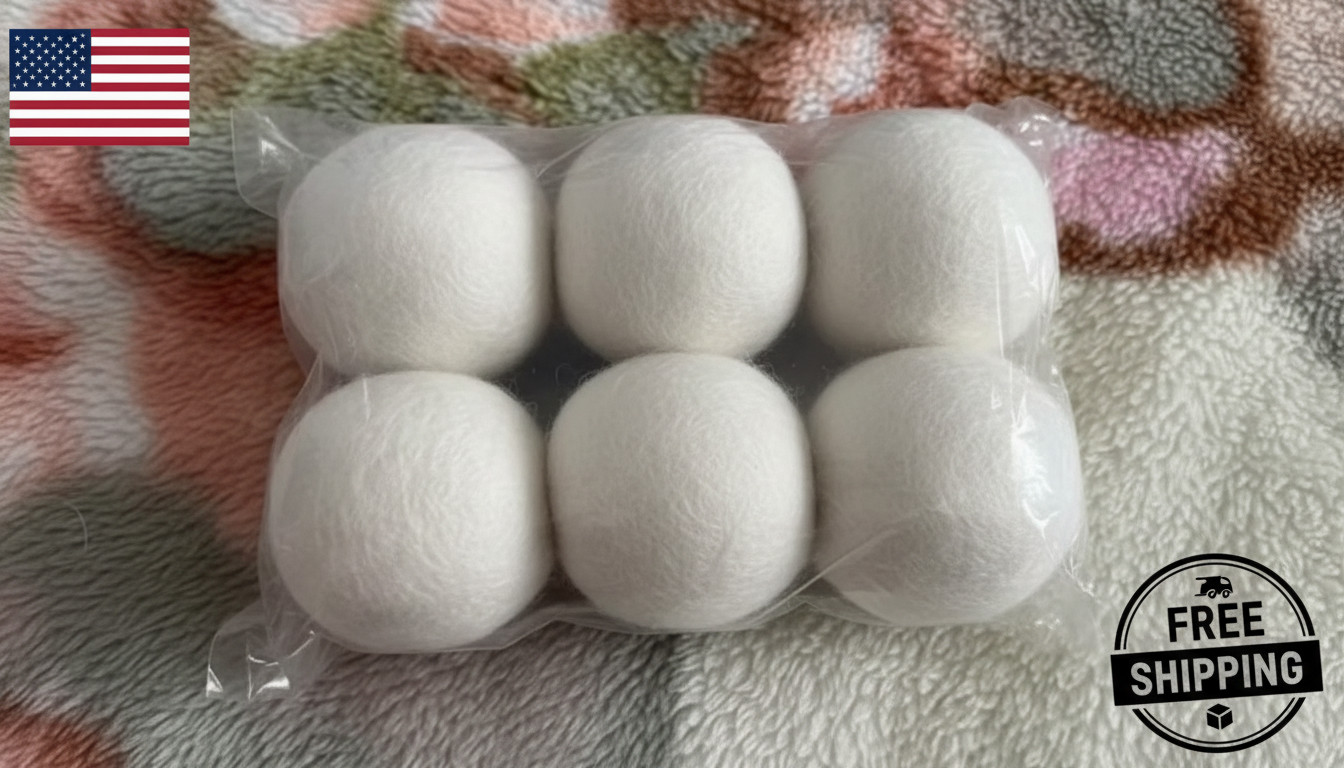 6 Wool Dryer Balls XL Organic Wool Natural Laundry Fabric Softener Antistatic