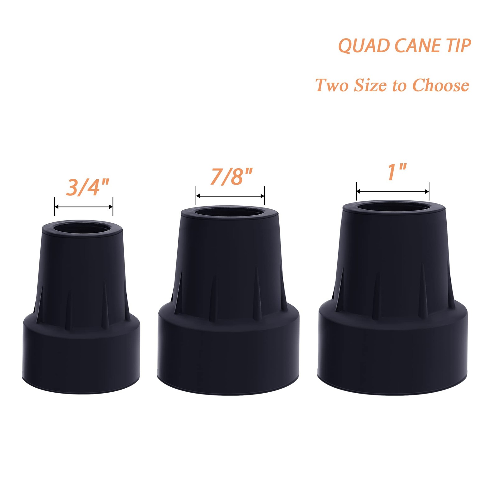 7/8 Inch Cane Tips Heavy Duty Rubber Non Slip 4 Pack Replacement