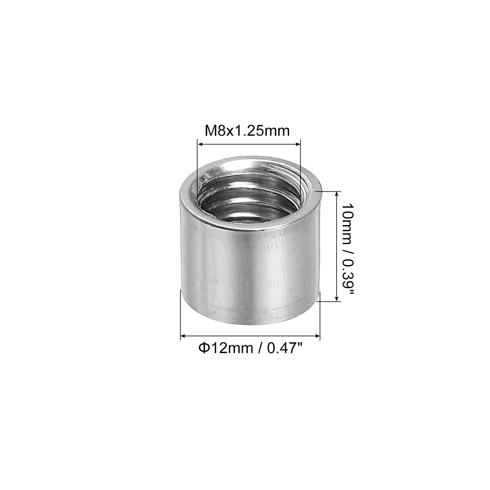6Pcs Round Connector Nuts, M8x10x12mm Coupling Nut Sleeve Rod Bar Stud Nut