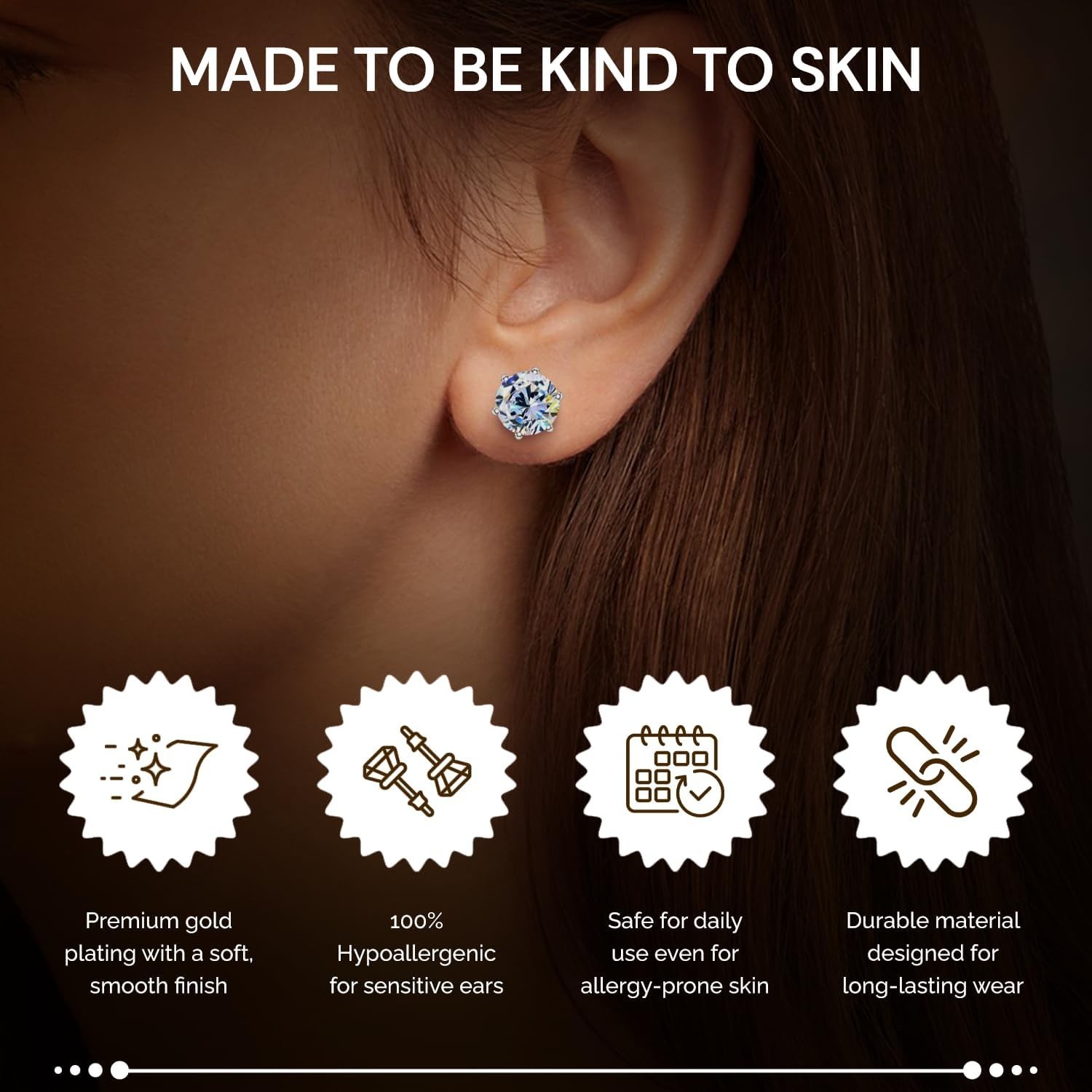 Secure Gold-Plated Earring Backs - Perfect for Sensitive Skin (4 Count)