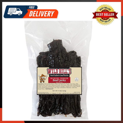 Wild Bills Hickory Smoked Beef Jerky Strips, 30-Count, 15-Ounce
