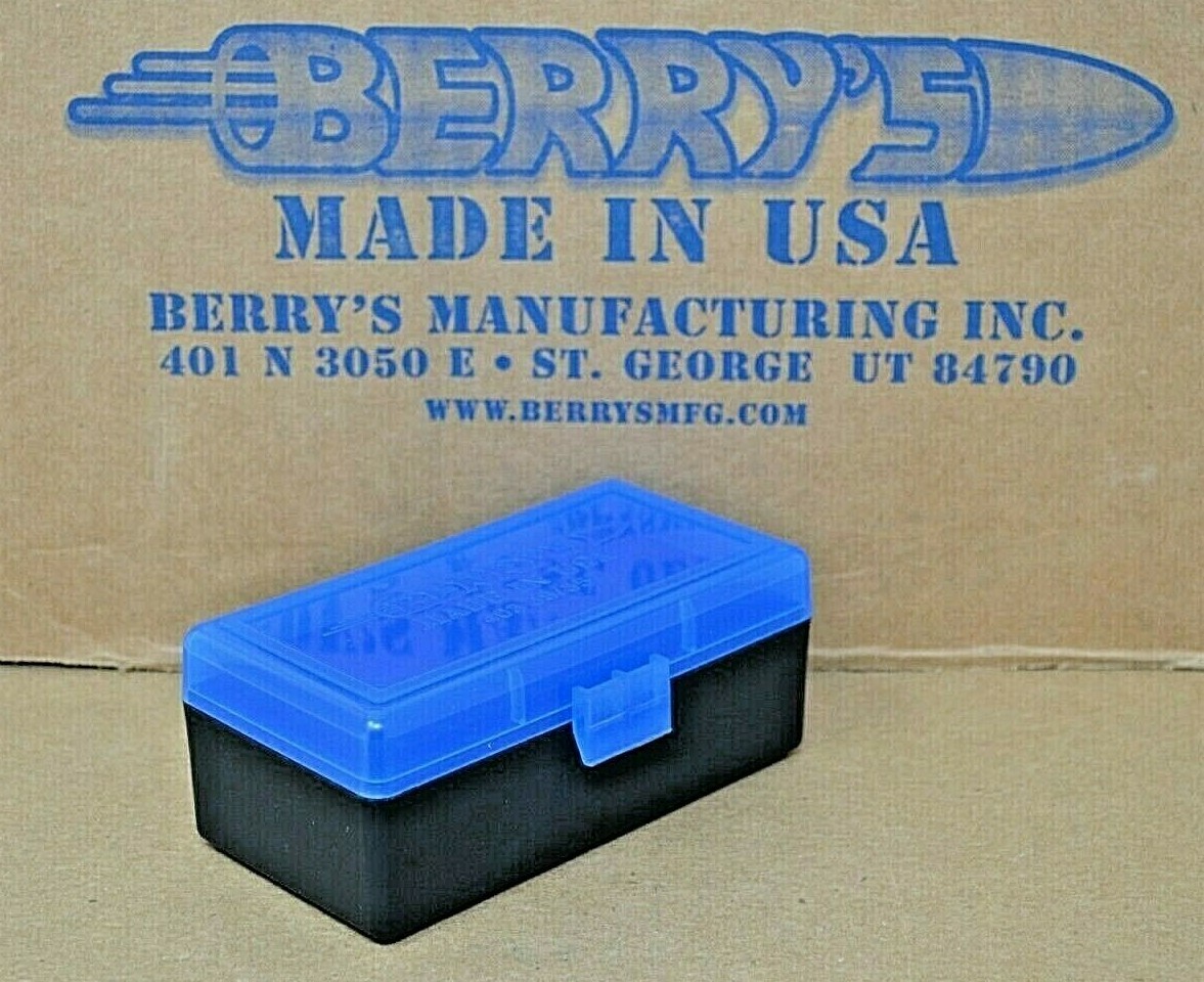 9mm /.380 PLASTIC STORAGE AMMO BOXES (BLUE / BLACK) BERRY'S BUY 3 GET 1 FREE