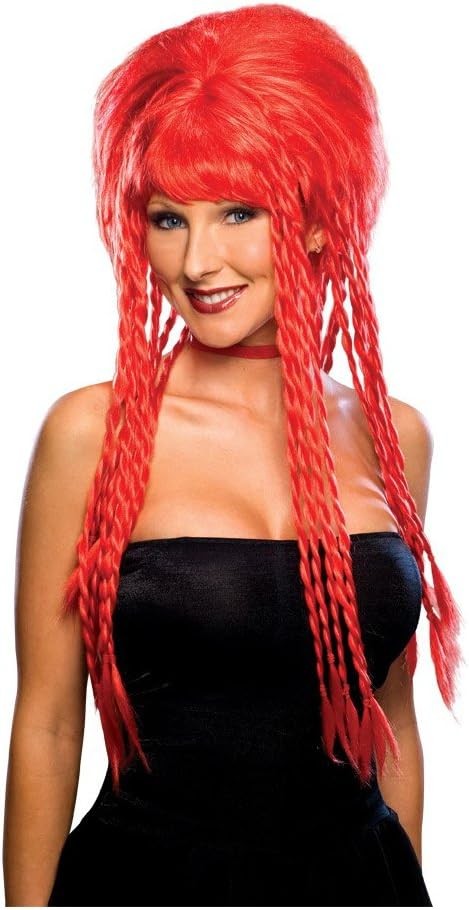 Club Kid Wig Rave Red Braids Fancy Dress Up Halloween Adult Costume Accessory