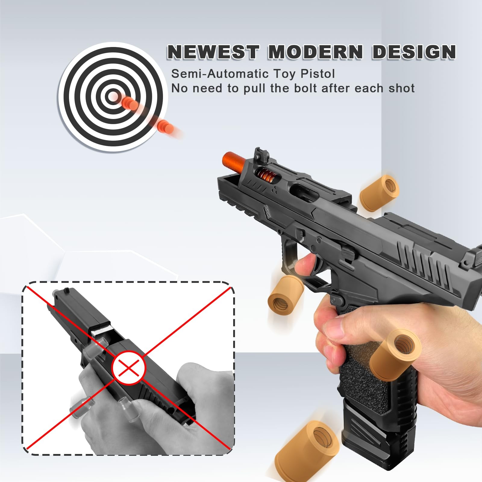 Toy Gun, Semi-Automatic Shell Ejecting Toy Gun Pistol Automatic Reloading for...