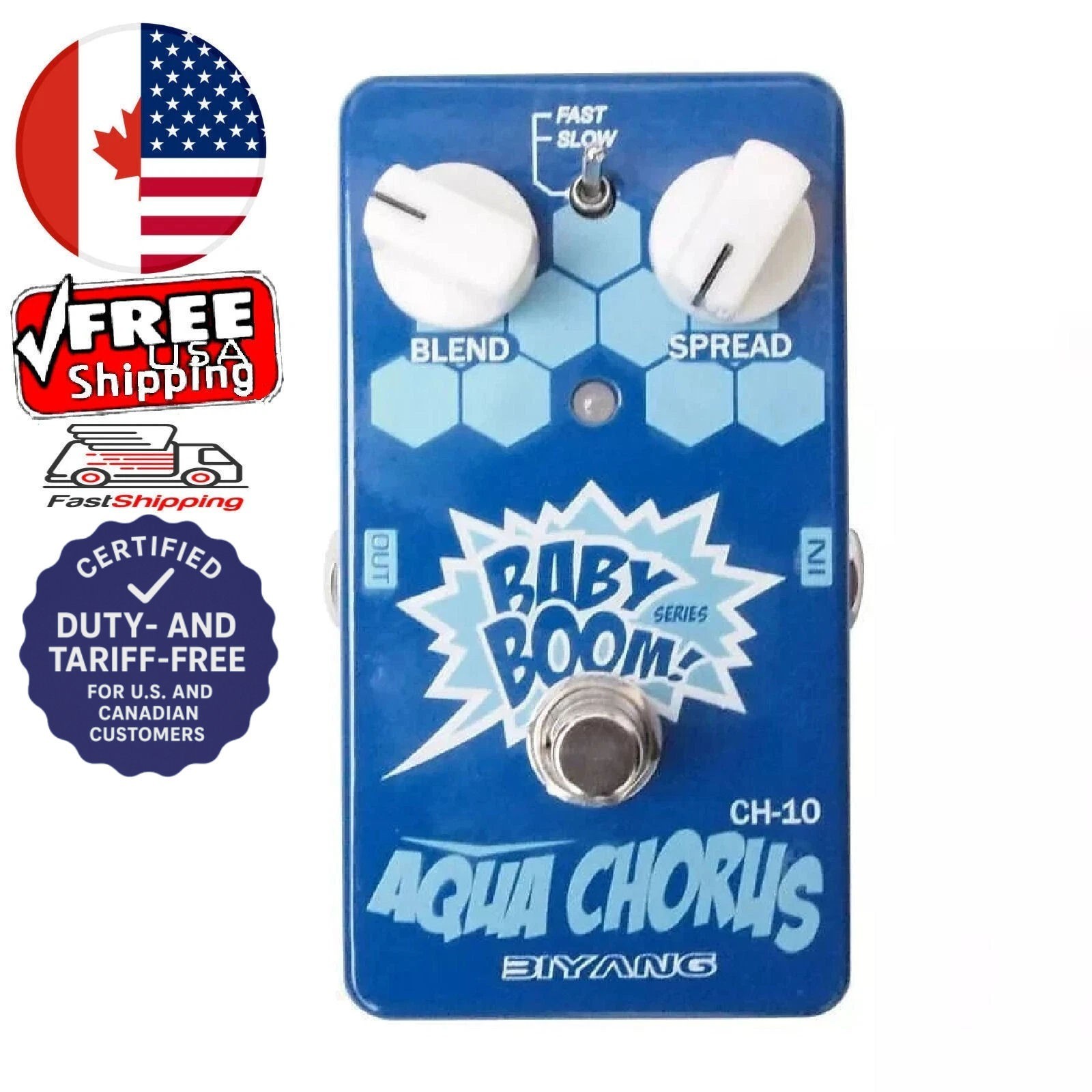 Biyang  Aqua Chorus CH-10 BABY BOOM Analog  Guitar Effect Pedal Sealed Pots  CA