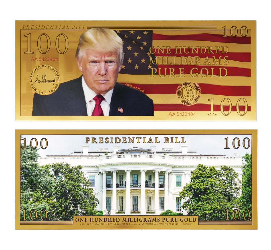RARE DONALD TRUMP 24K GOLD AURUM® COLLECTIBLE NOTE – PURE GOLD COMMEMORATIVE