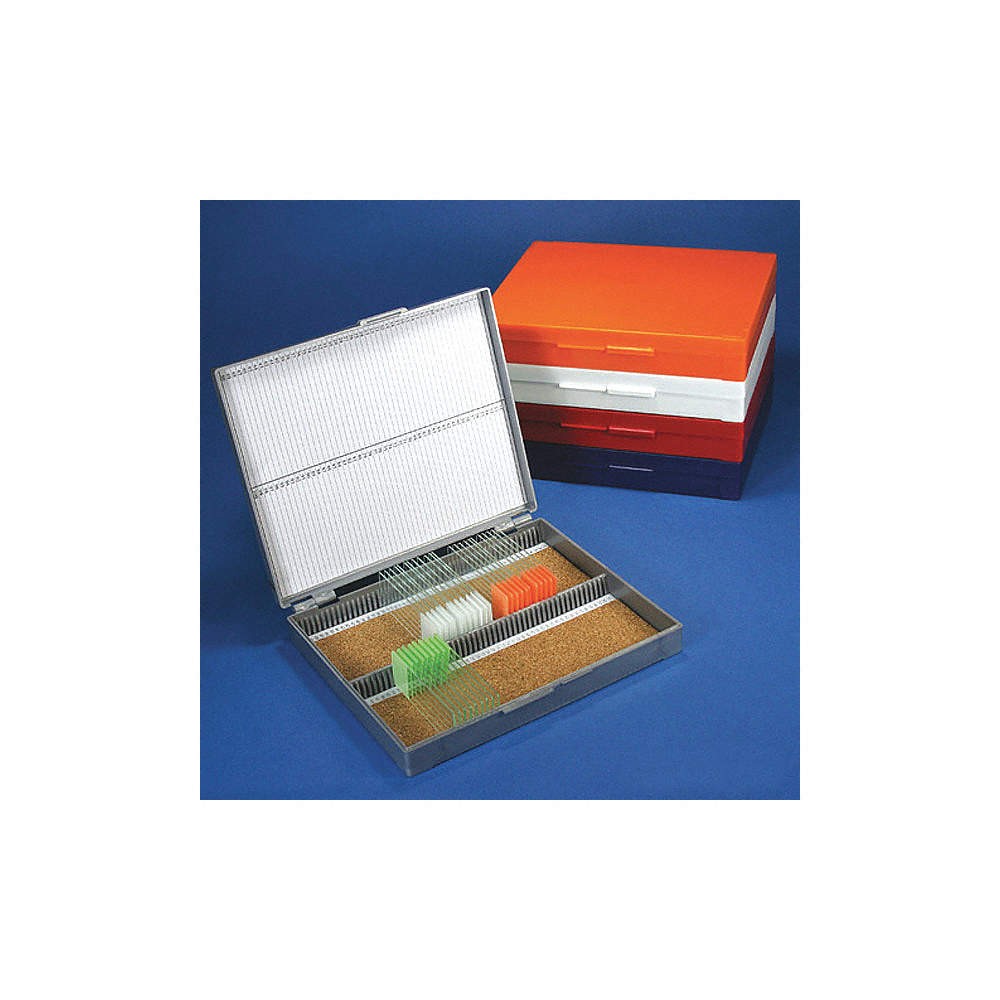 GLOBE SCIENTIFIC  Microscope Slide Box,Blue/Gray/OR/Wt,PK5 55FH72