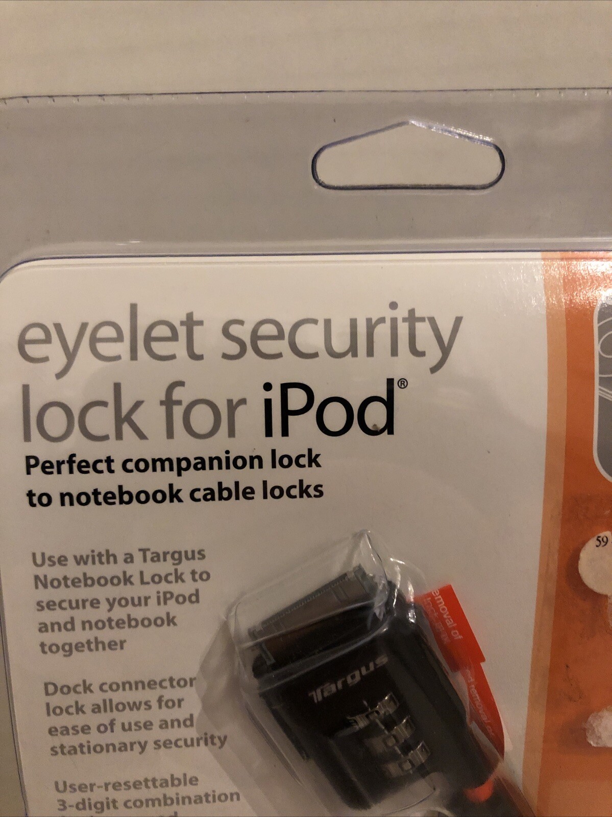 Targus Security Eyelet Cable Lock for Notebook & Ipod Factory Sealed