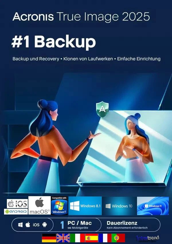 Acronis True Image 2025 Full Version 1 PC/Mac Permanent License DE/ML + Manual NEW