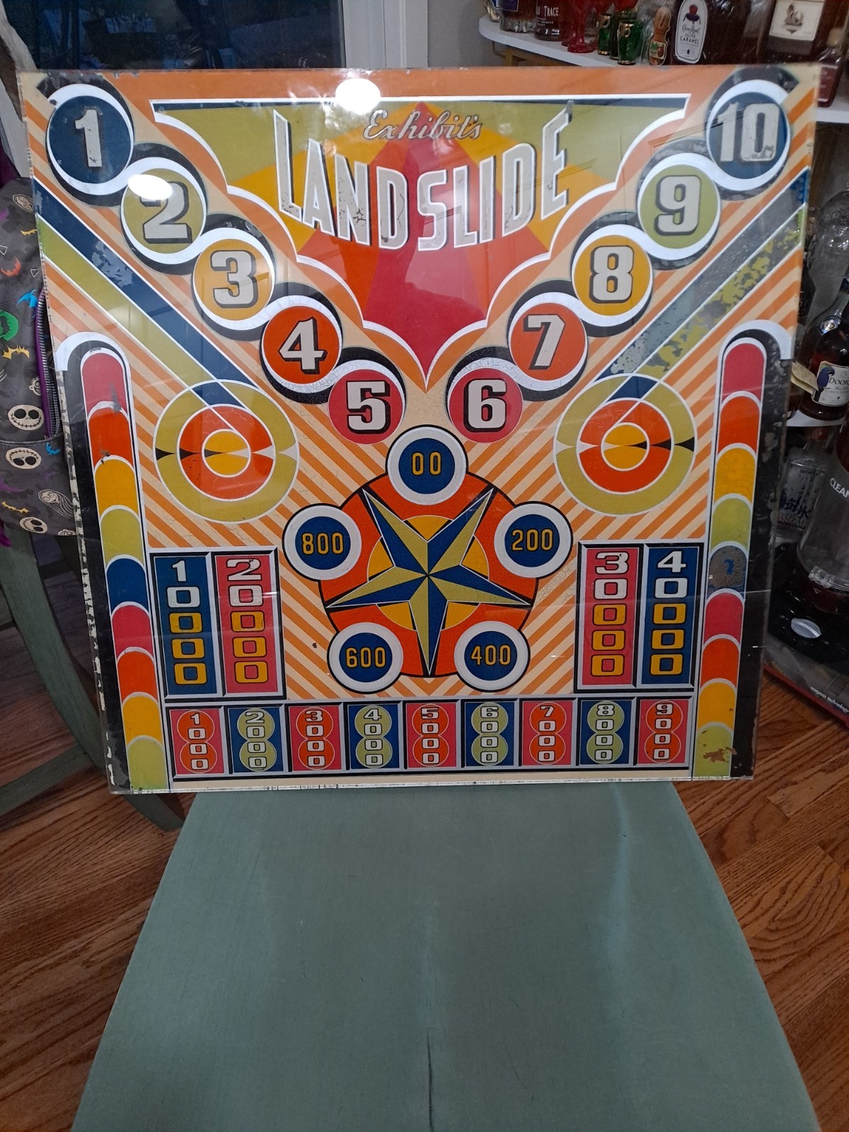 The Exhibit Supply Co. Landslide Original Pinball Machine BACK GLASS, 1948